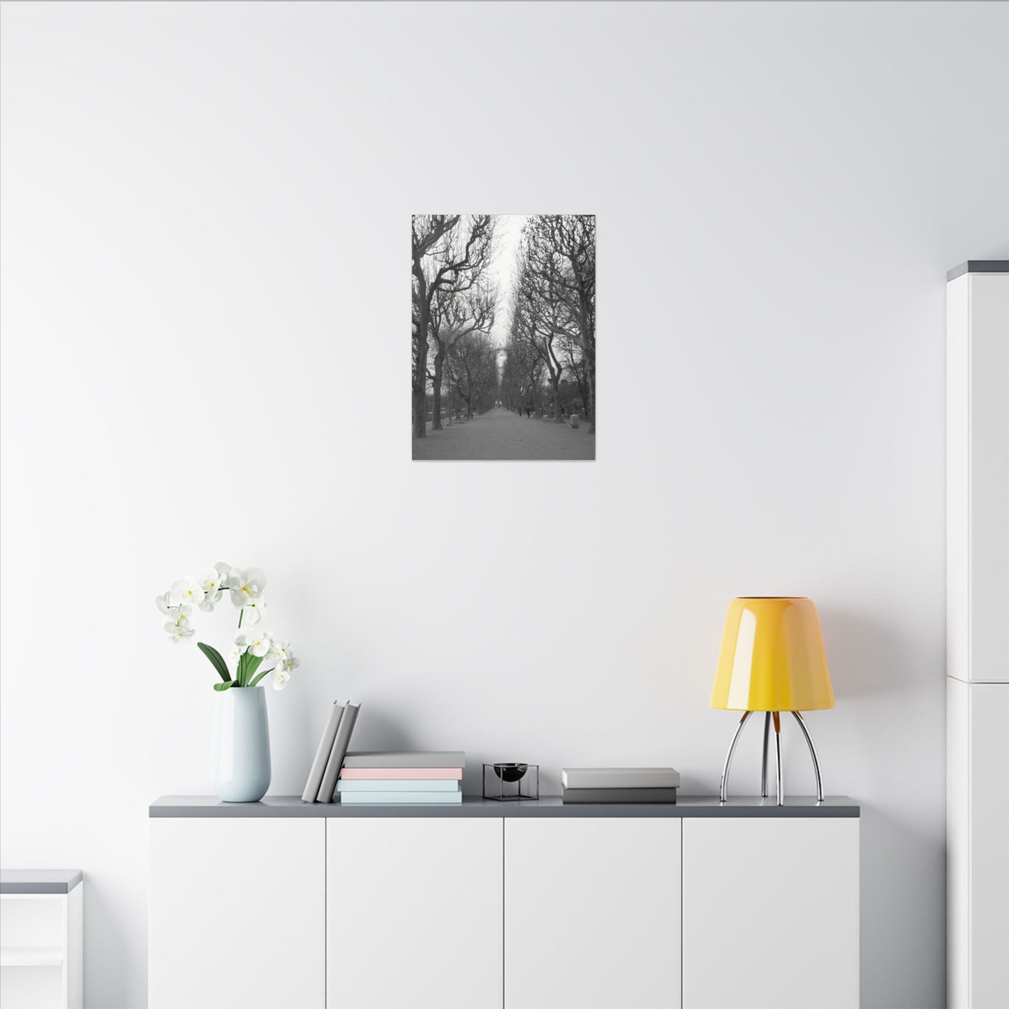 Paris Pathway Canvas Art Print - Black and White Tree Wall Print | Wall Art | Wall Print