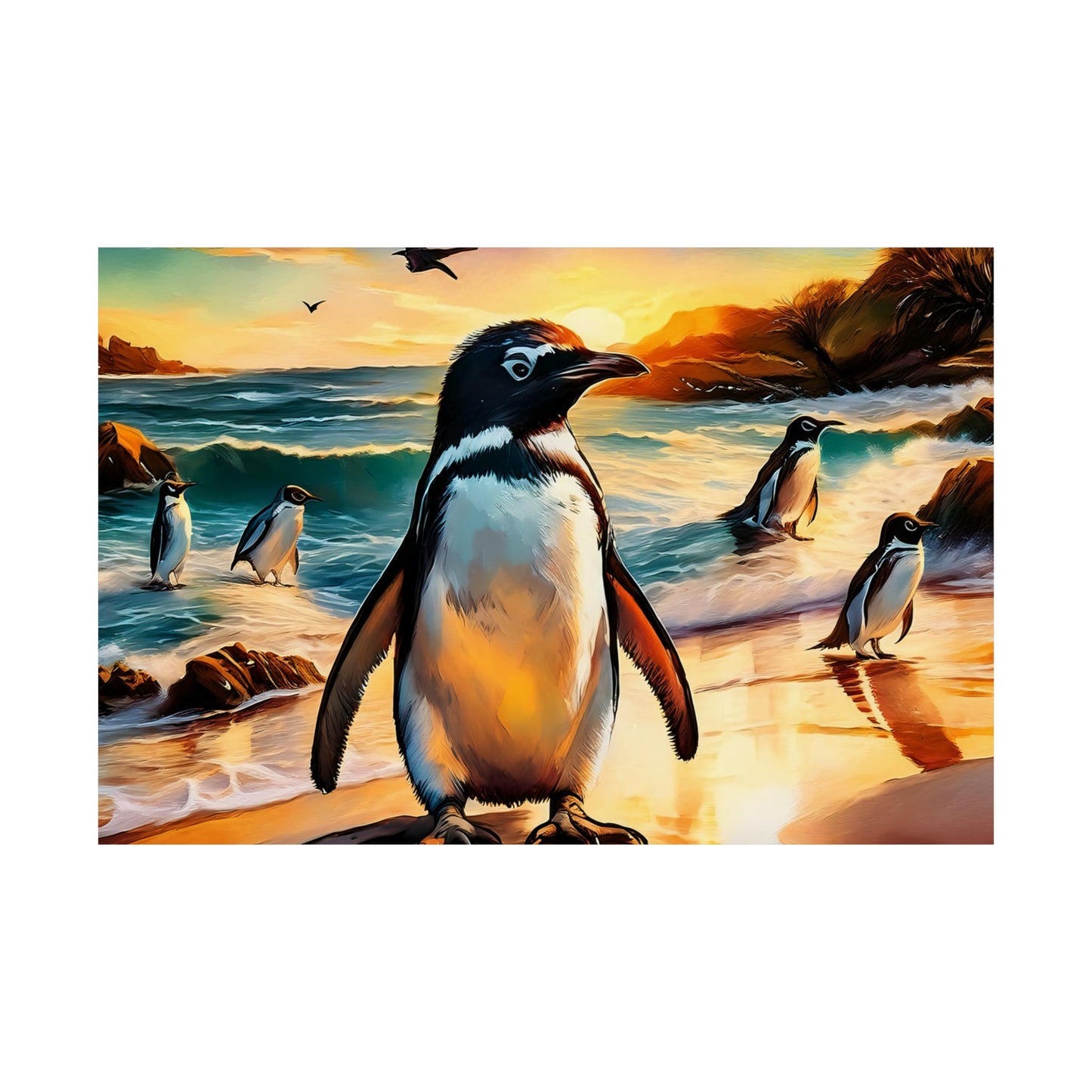 Phillip Island Little Penguins Australia Wall Art | Vibrant Wall Print | Unique Painting Print | Style 3 | Wall Art | Wall Print