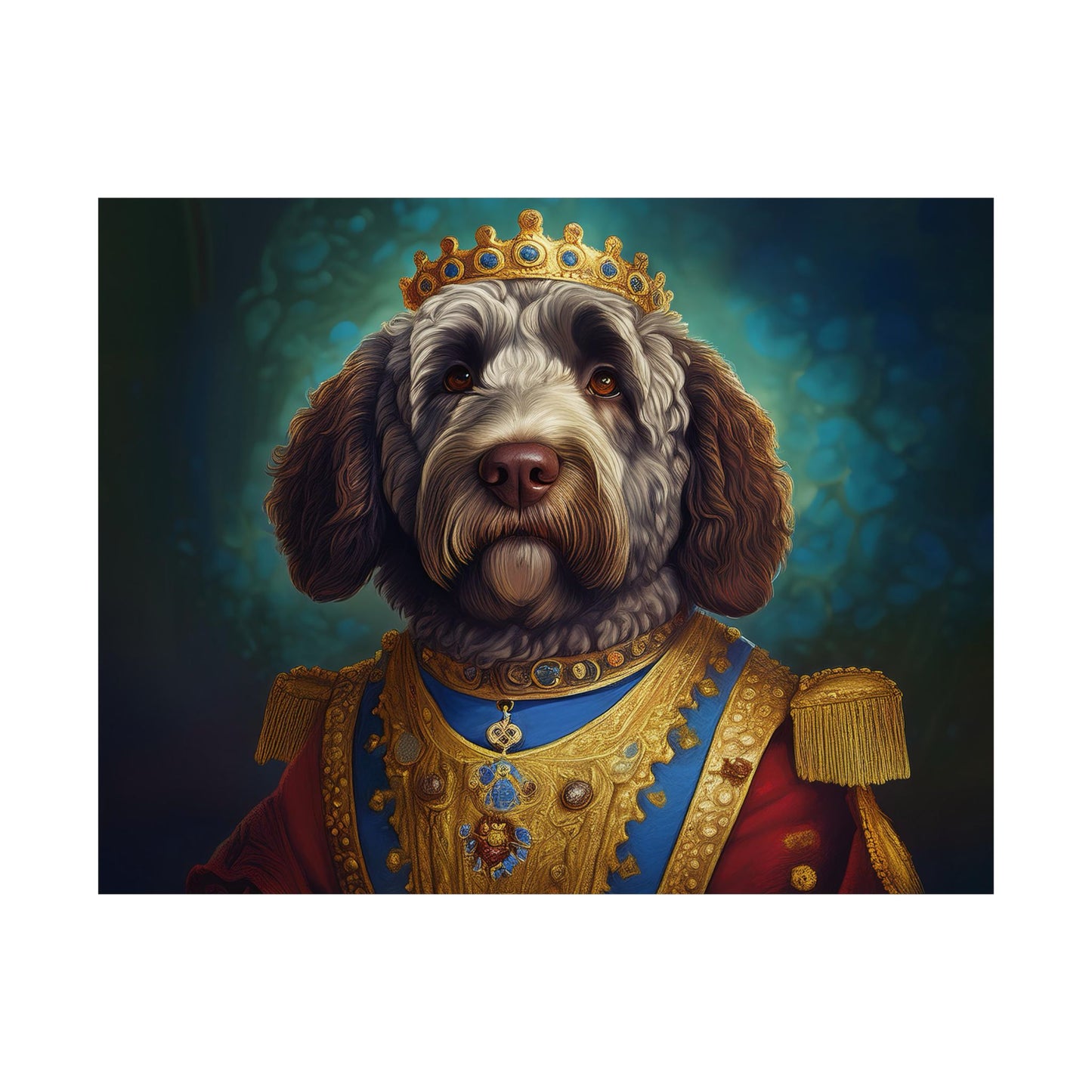 Portuguese Water Dog Renaissance Portrait Art Print, Wall Decor Gift, Animal Lover Home Decor, Dog Wall Art