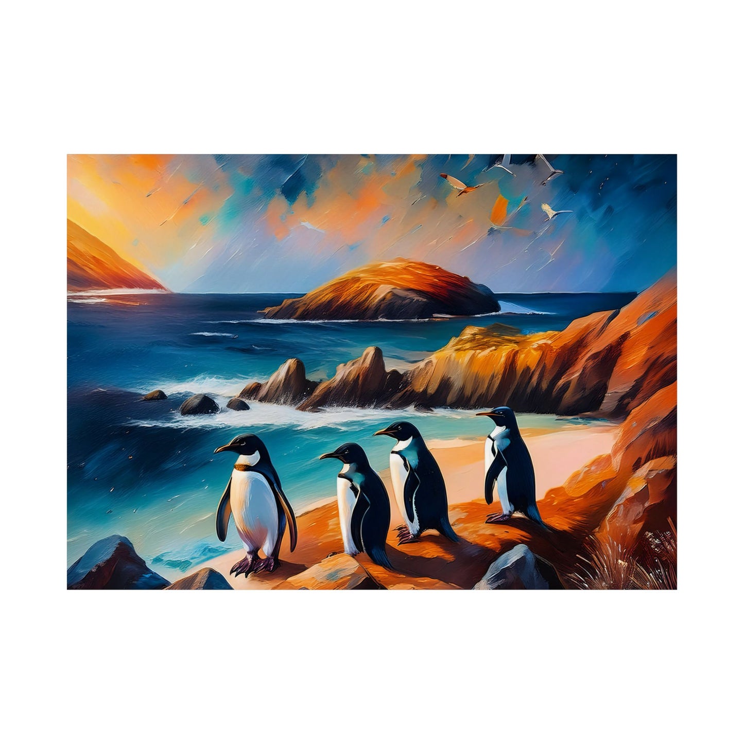 Phillip Island Little Penguins Australia Wall Art | Vibrant Wall Print | Unique Painting Print | Style 2 | Wall Art | Wall Print