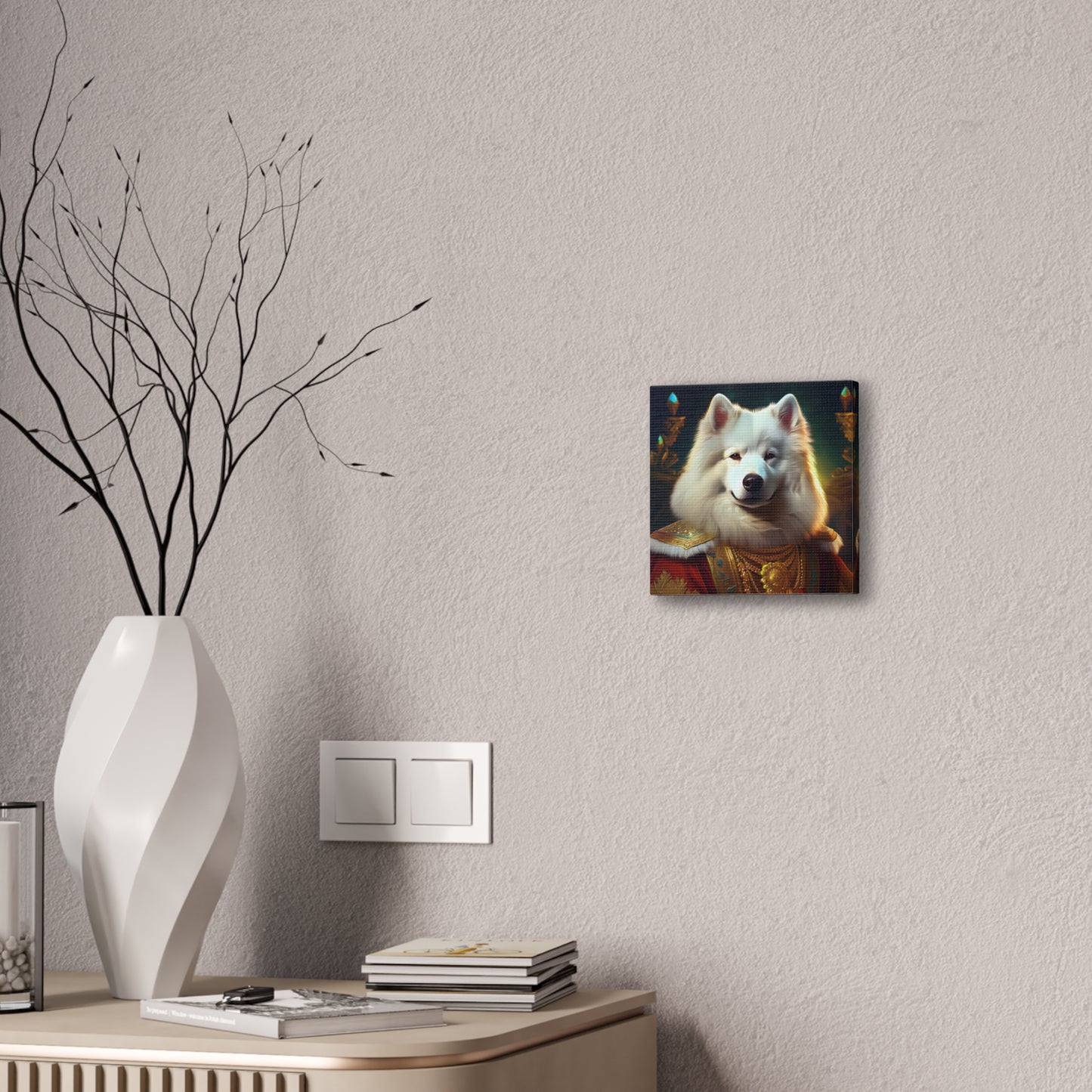 Regal Samoyed Canvas Art, Pet Wall Decor, Dog Portrait, Unique Home Decor, Animal Lover Gift, Noble Canine Wall Art