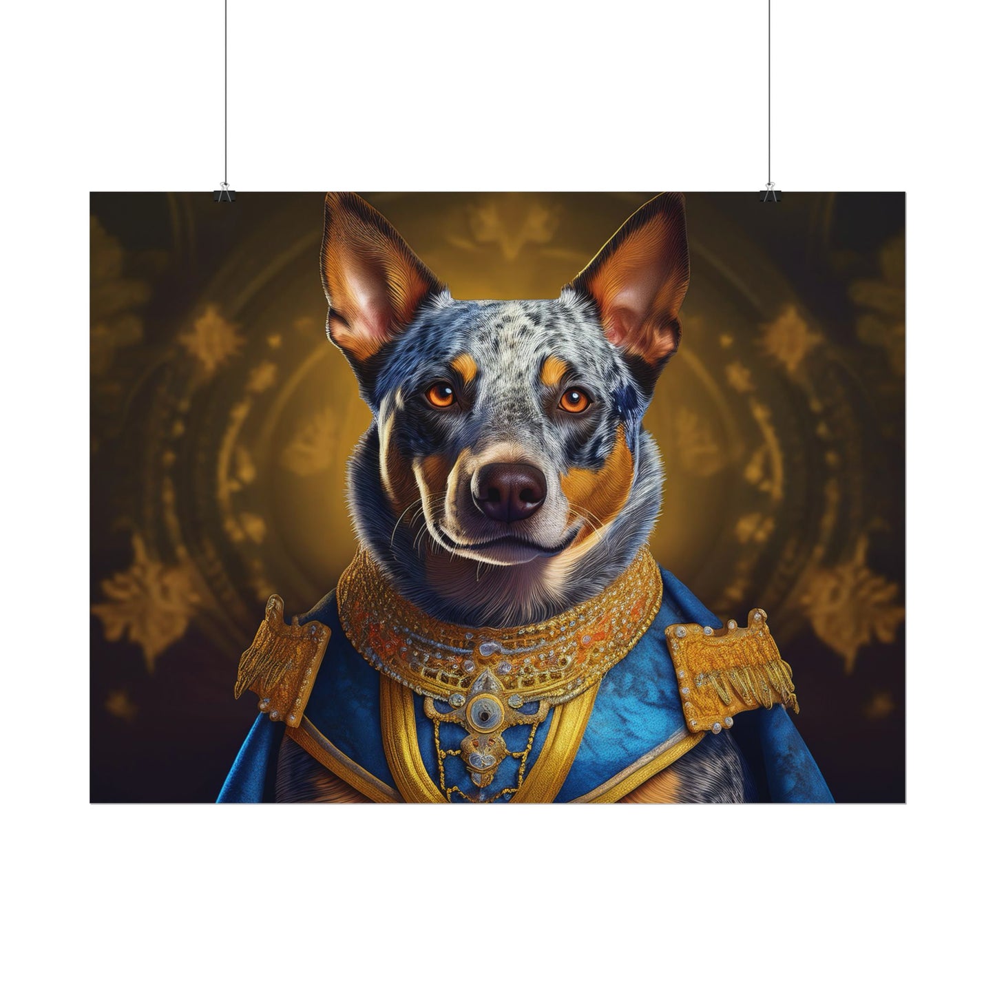 Australian Cattle Dog Renaissance Dog Portrait Wall Art | Art Print | Wall Decor Gift, Animal Lover Home Decor, Dog Wall Art