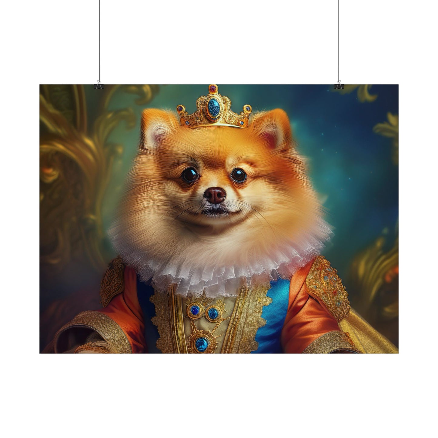 Pomeranian Renaissance Dog Portrait Art Print, Wall Decor Gift, Animal Lover Home Decor, Dog Wall Art