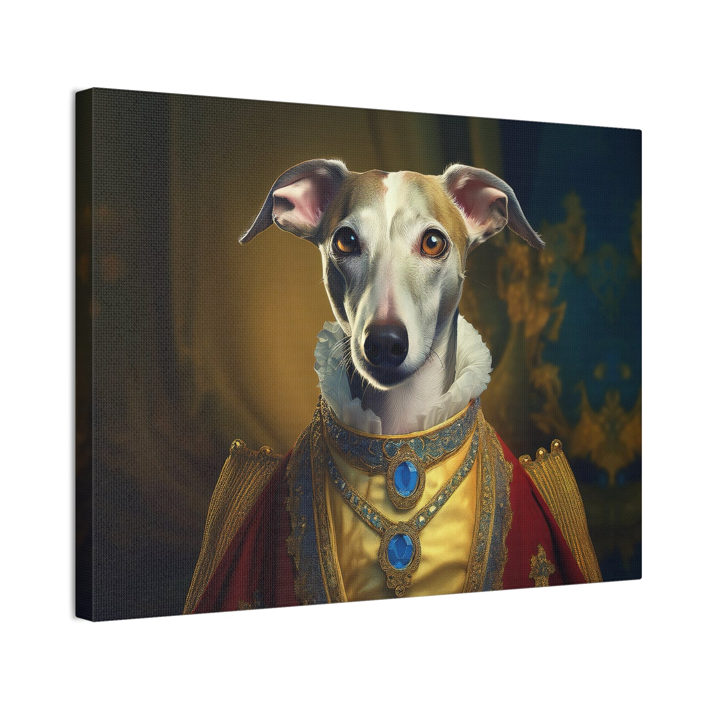 Whippet Pet Portrait Renaissance Print - Canvas, wall art, wall print, dog portrait, dog art