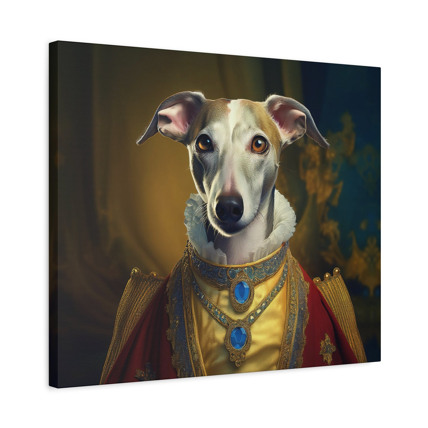 Whippet Renaissance Pet Portrait Print - Canvas, wall art, wall print, dog portrait, dog art