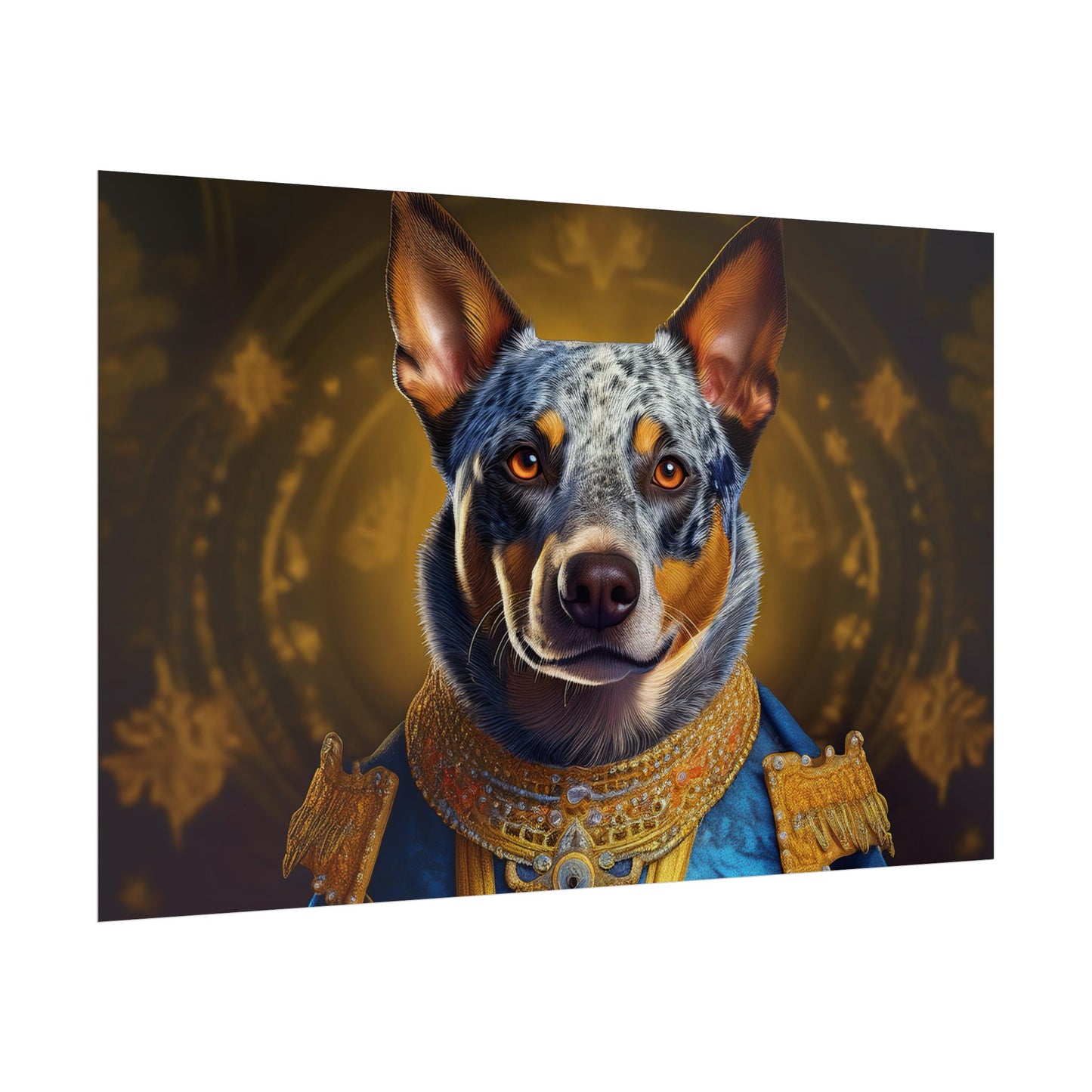 Australian Cattle Dog Renaissance Dog Portrait Wall Art | Art Print | Wall Decor Gift, Animal Lover Home Decor, Dog Wall Art