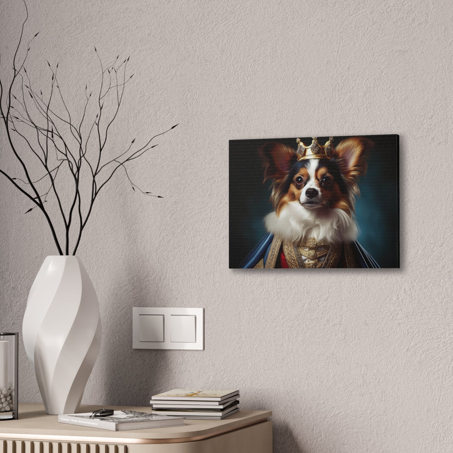Papillon Pet Portrait Renaissance on Canvas, wall art, wall print, dog portrait, dog art