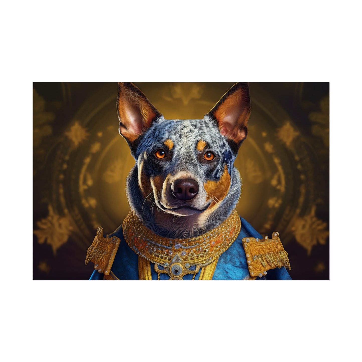 Australian Cattle Dog Renaissance Dog Portrait Wall Art | Art Print | Wall Decor Gift, Animal Lover Home Decor, Dog Wall Art