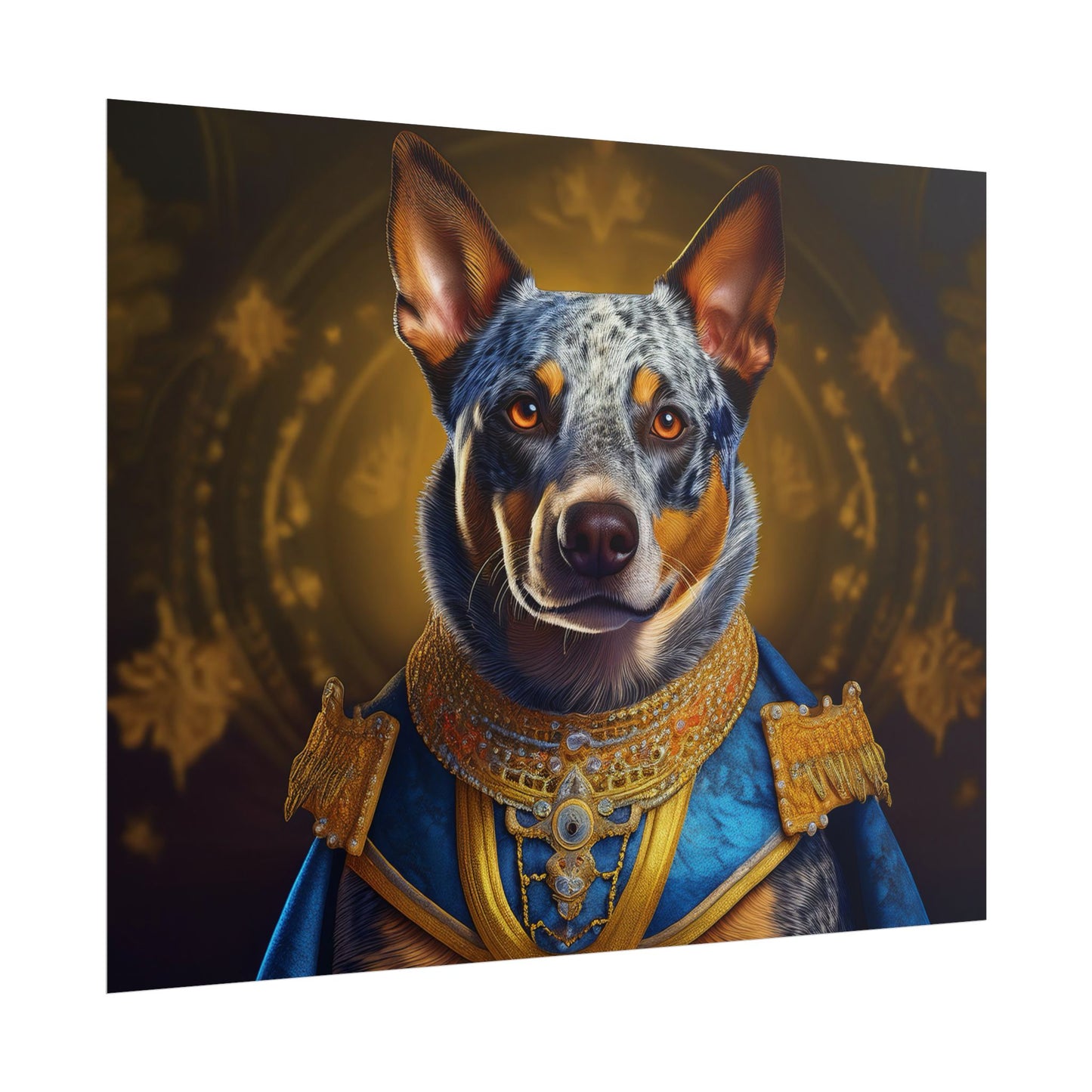 Australian Cattle Dog Renaissance Dog Portrait Wall Art | Art Print | Wall Decor Gift, Animal Lover Home Decor, Dog Wall Art