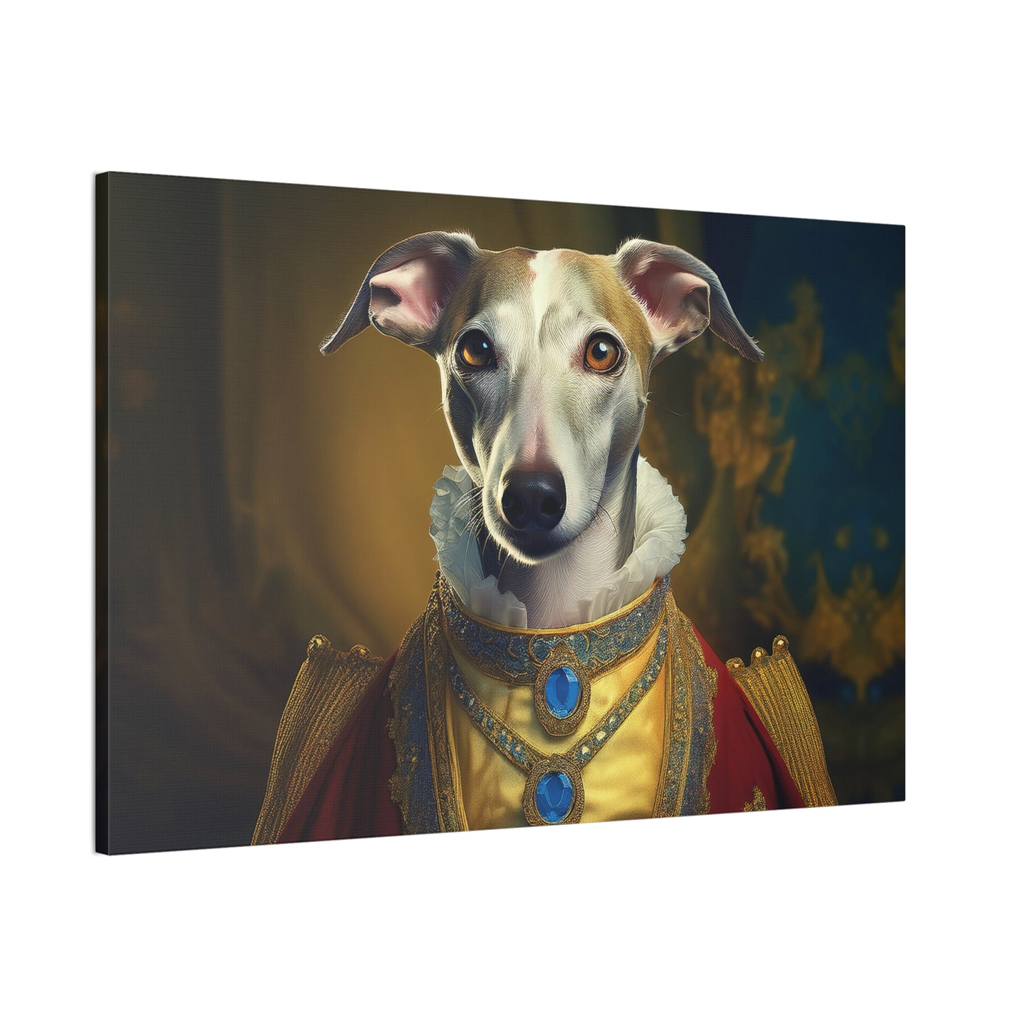 Whippet Pet Portrait Renaissance Print - Canvas, wall art, wall print, dog portrait, dog art