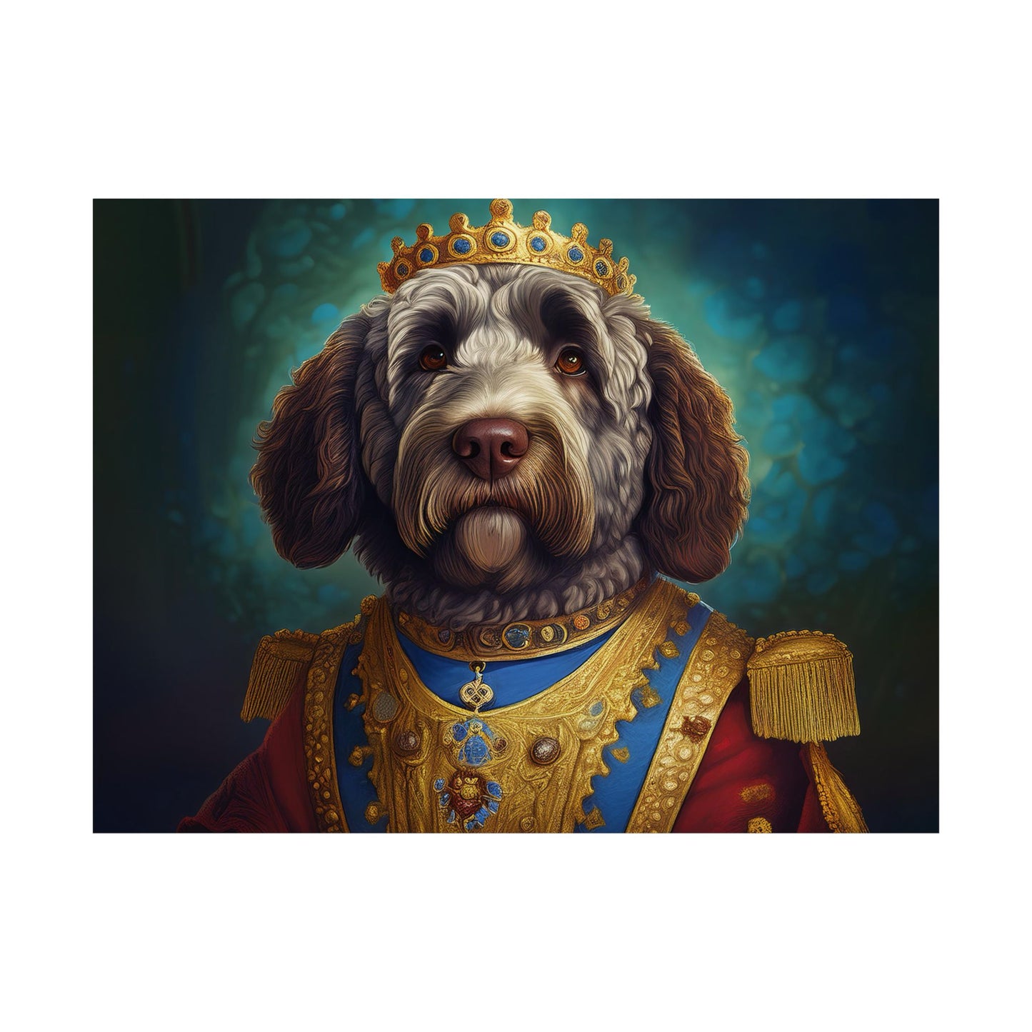 Portuguese Water Dog Renaissance Portrait Art Print, Wall Decor Gift, Animal Lover Home Decor, Dog Wall Art