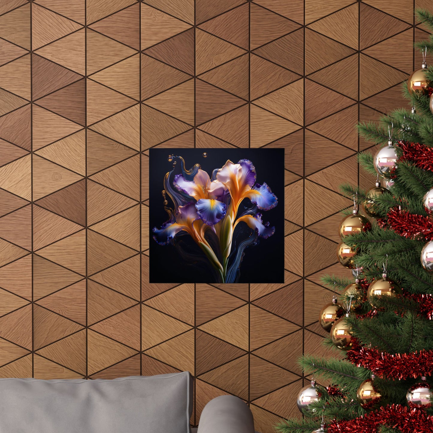 Abstract Square Floral Iris Wall Art Print | Style 3 | Wall Print | Wall Art | Botanical Art
