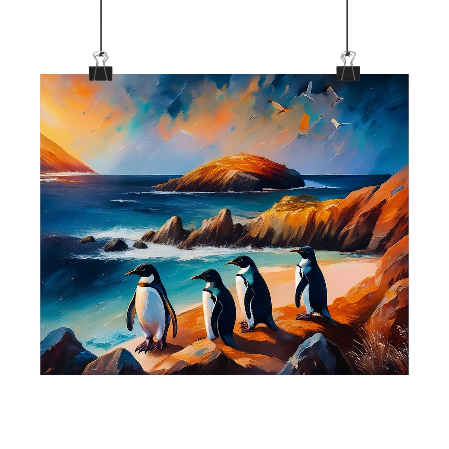 Phillip Island Little Penguins Australia Wall Art | Vibrant Wall Print | Unique Painting Print | Style 2 | Wall Art | Wall Print