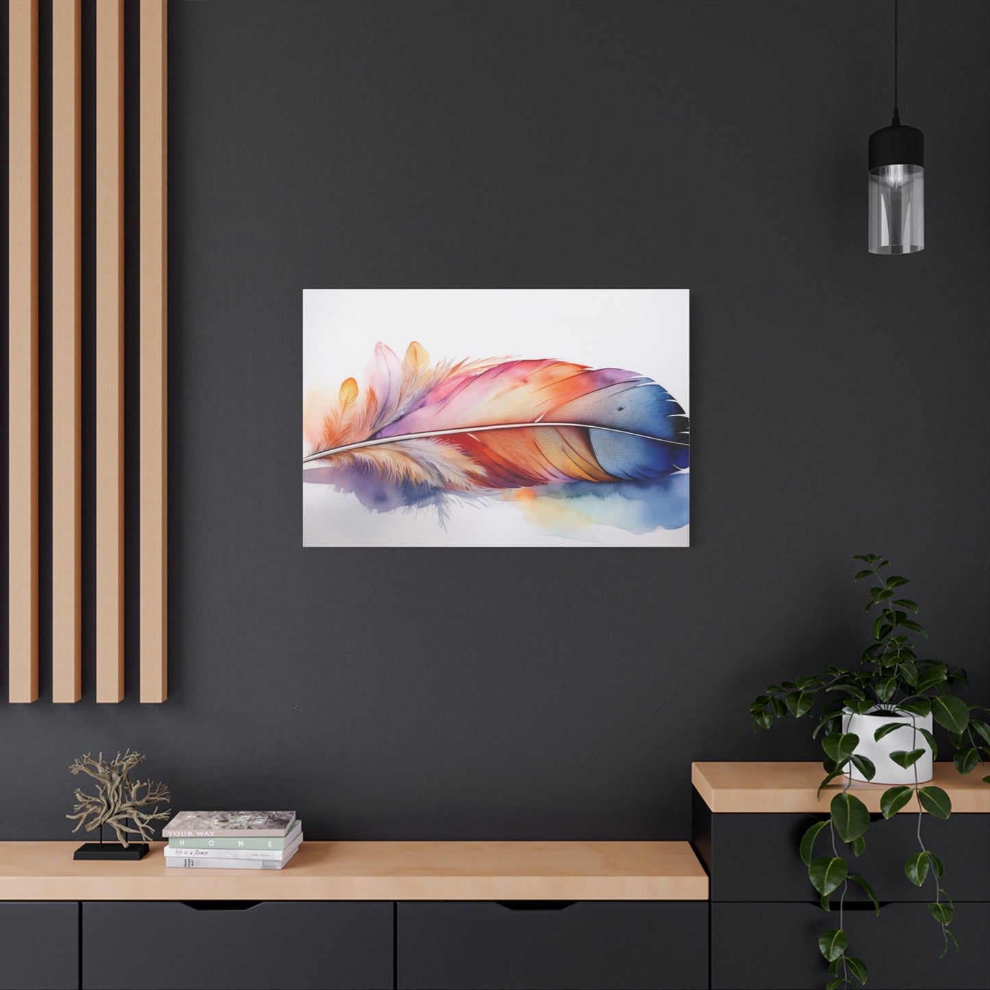 Rainbow Feather Watercolor Canvas Print - 3 | Elegant Wall Art & Prints | Unique Home Decor | Wall Print | Wall Art