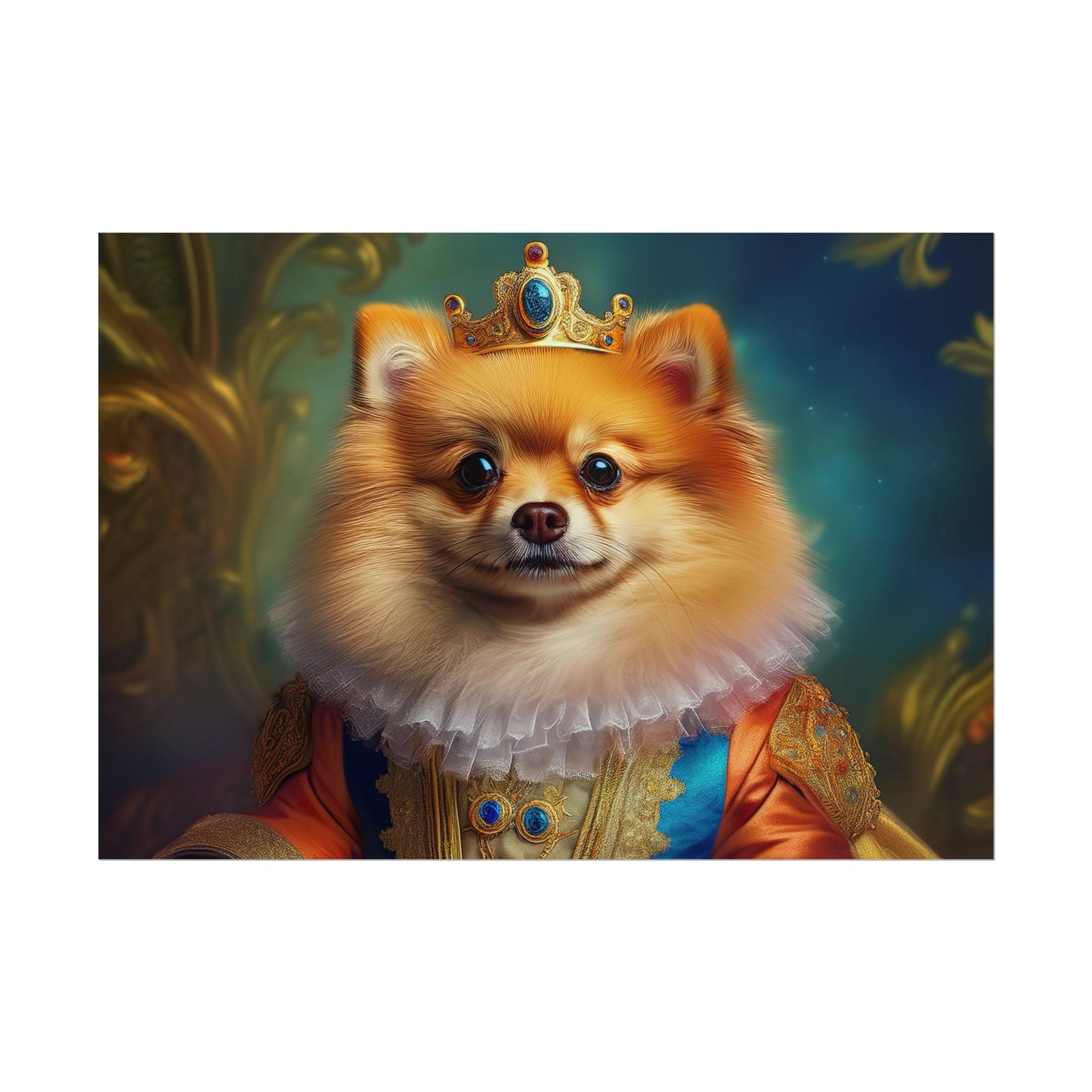 Pomeranian Renaissance Dog Portrait Art Print, Wall Decor Gift, Animal Lover Home Decor, Dog Wall Art