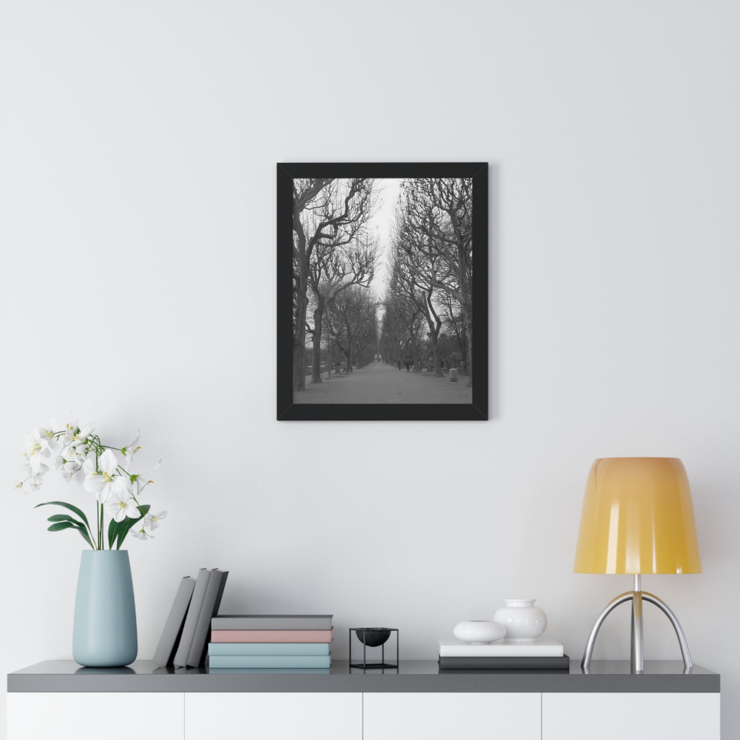 Paris Pathway Black and White Wall Art | Framed Canvas Print | Wall Print