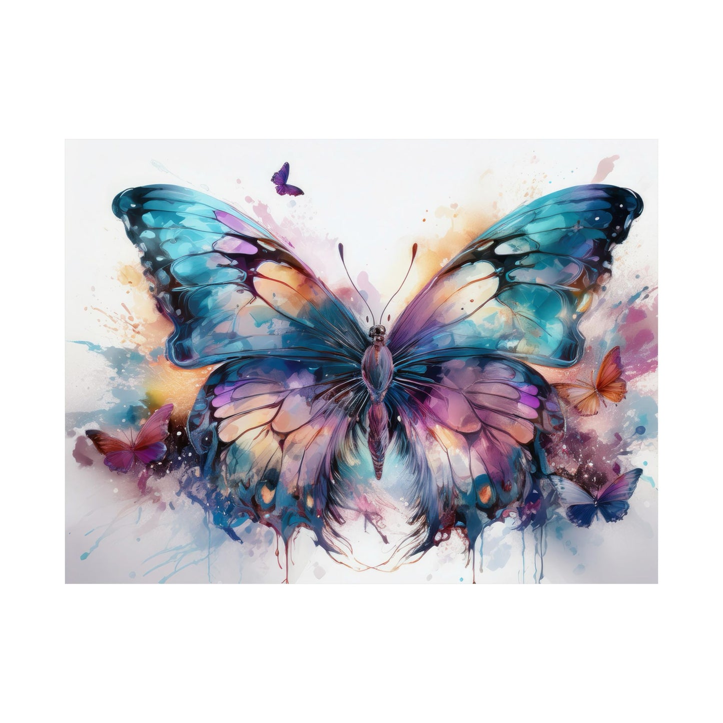 Teal, Orange & Purple Butterfly Alcohol Ink Wall Art | Butterfly wall art | Wall Art | Wall Print