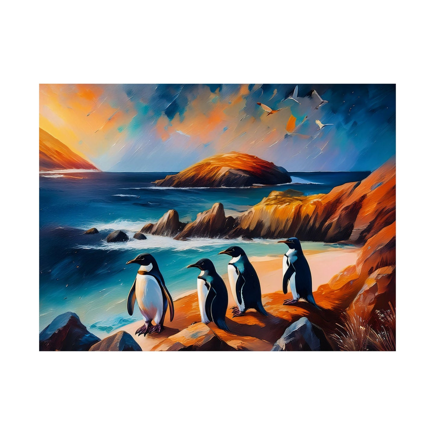 Phillip Island Little Penguins Australia Wall Art | Vibrant Wall Print | Unique Painting Print | Style 2 | Wall Art | Wall Print