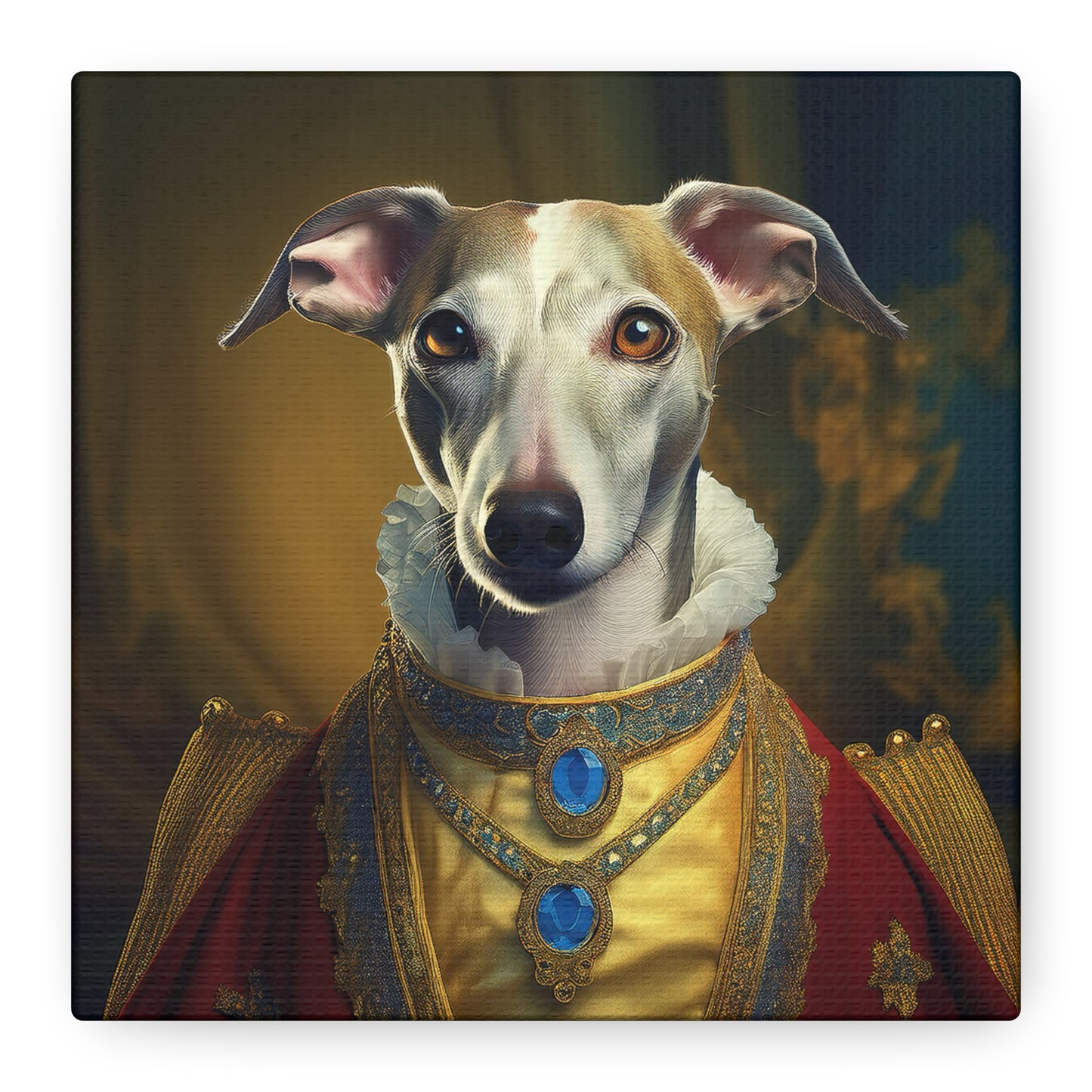 Whippet Renaissance Pet Portrait Print - Canvas, wall art, wall print, dog portrait, dog art