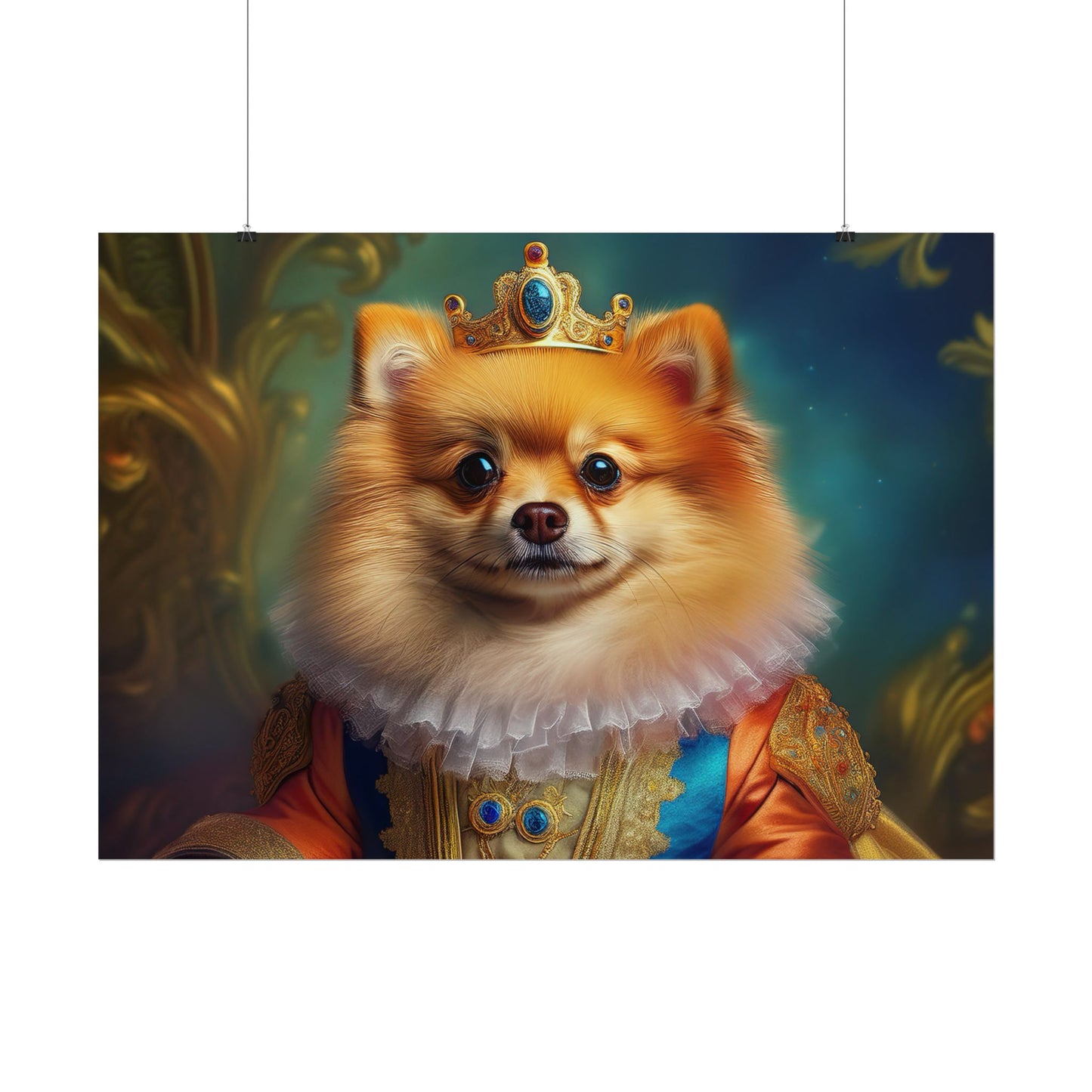 Pomeranian Renaissance Dog Portrait Art Print, Wall Decor Gift, Animal Lover Home Decor, Dog Wall Art