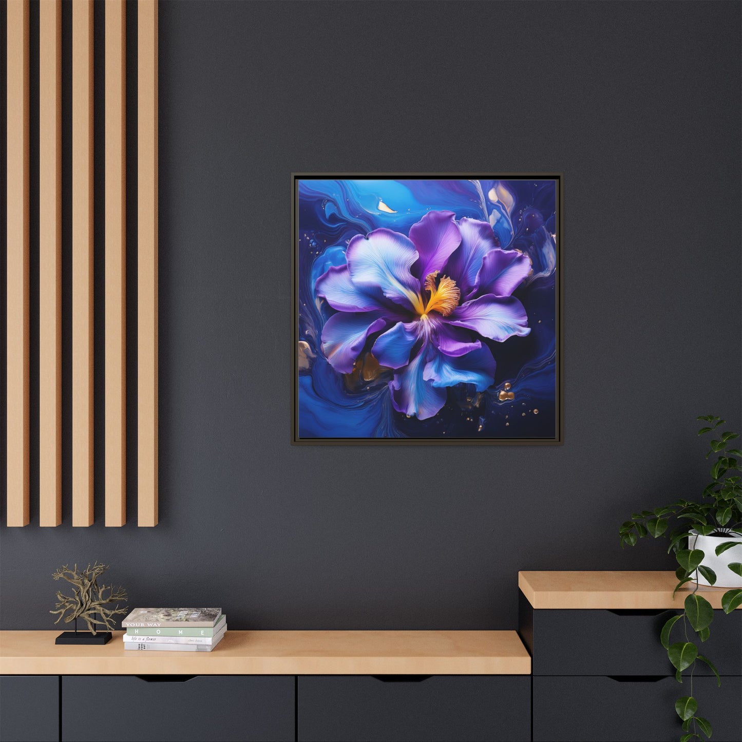 Abstract Iris Floral Square Framed Print - 02
