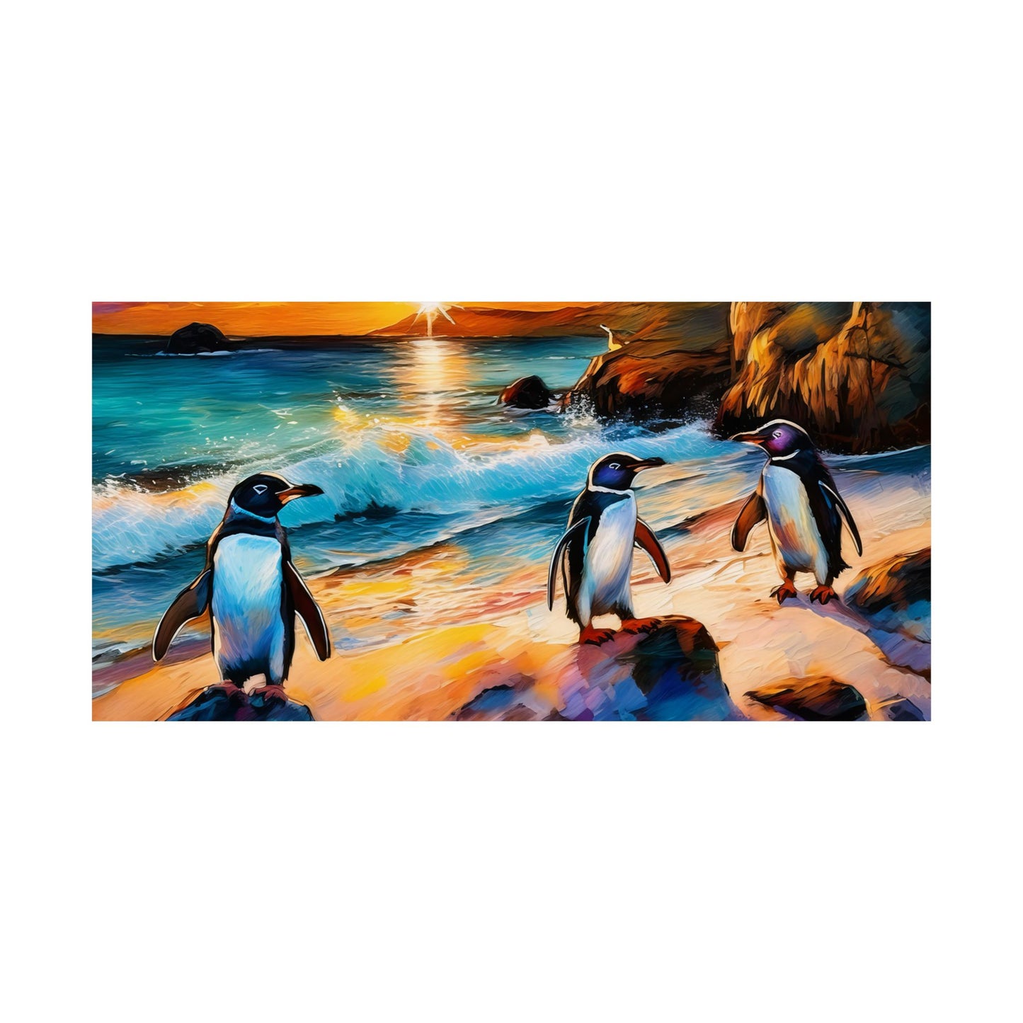 Philip Island Little Penguins Australia Wall Art | Vibrant Wall Print | Unique Painting Print | Style 1 | Wall Art | Wall Print