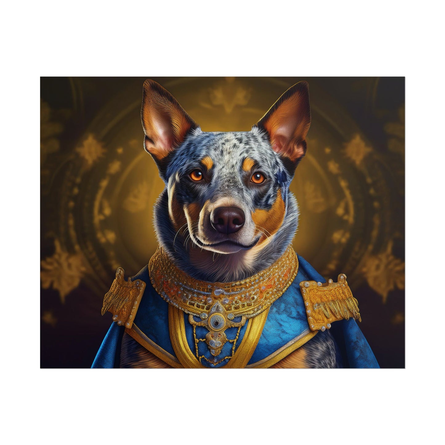 Australian Cattle Dog Renaissance Dog Portrait Wall Art | Art Print | Wall Decor Gift, Animal Lover Home Decor, Dog Wall Art