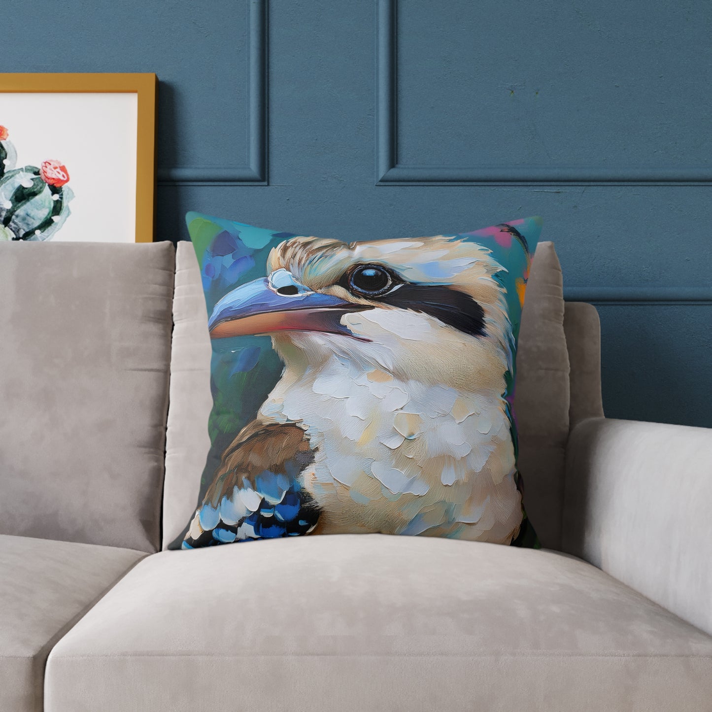 Vibrant Kookaburra Australian Bird Pillow, Decorative Throw Cushion, Bird Lover Gift, Boho Home Decor, Nature-Inspired Accent Pillow