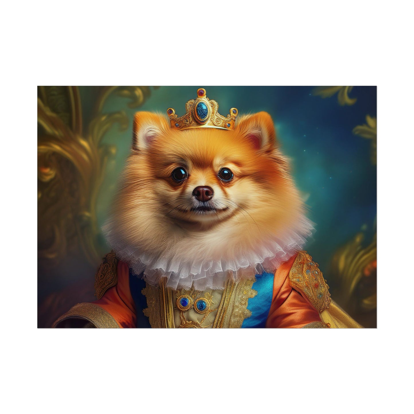 Pomeranian Renaissance Dog Portrait Art Print, Wall Decor Gift, Animal Lover Home Decor, Dog Wall Art