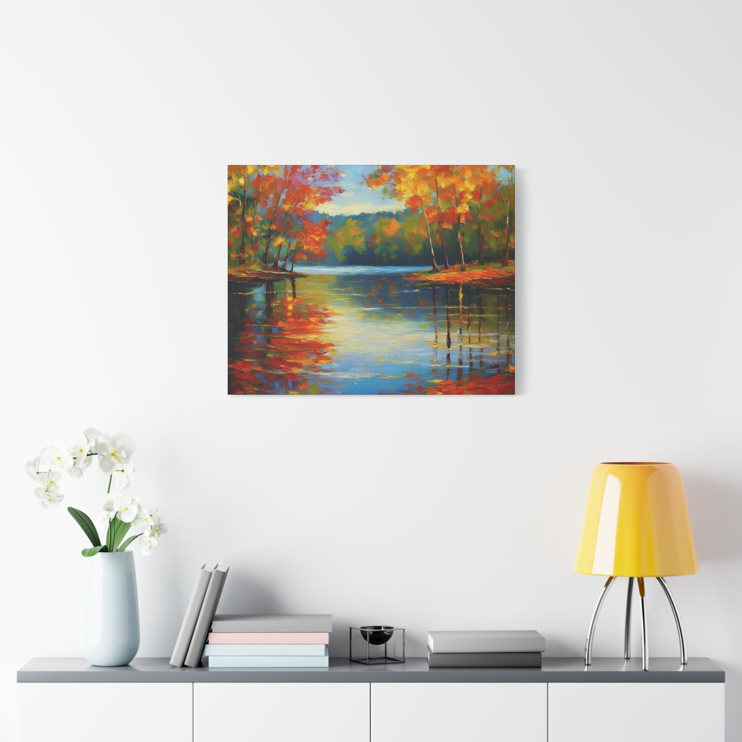 Fall Changing Leaves on a Lake Canvas Print | Style 2 | Wall Art | Wall Print | Fall Decor