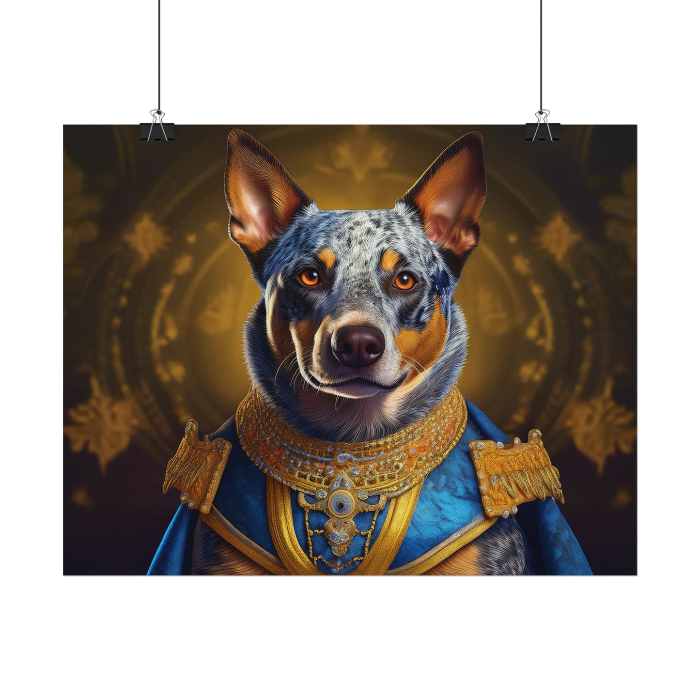 Australian Cattle Dog Renaissance Dog Portrait Wall Art | Art Print | Wall Decor Gift, Animal Lover Home Decor, Dog Wall Art