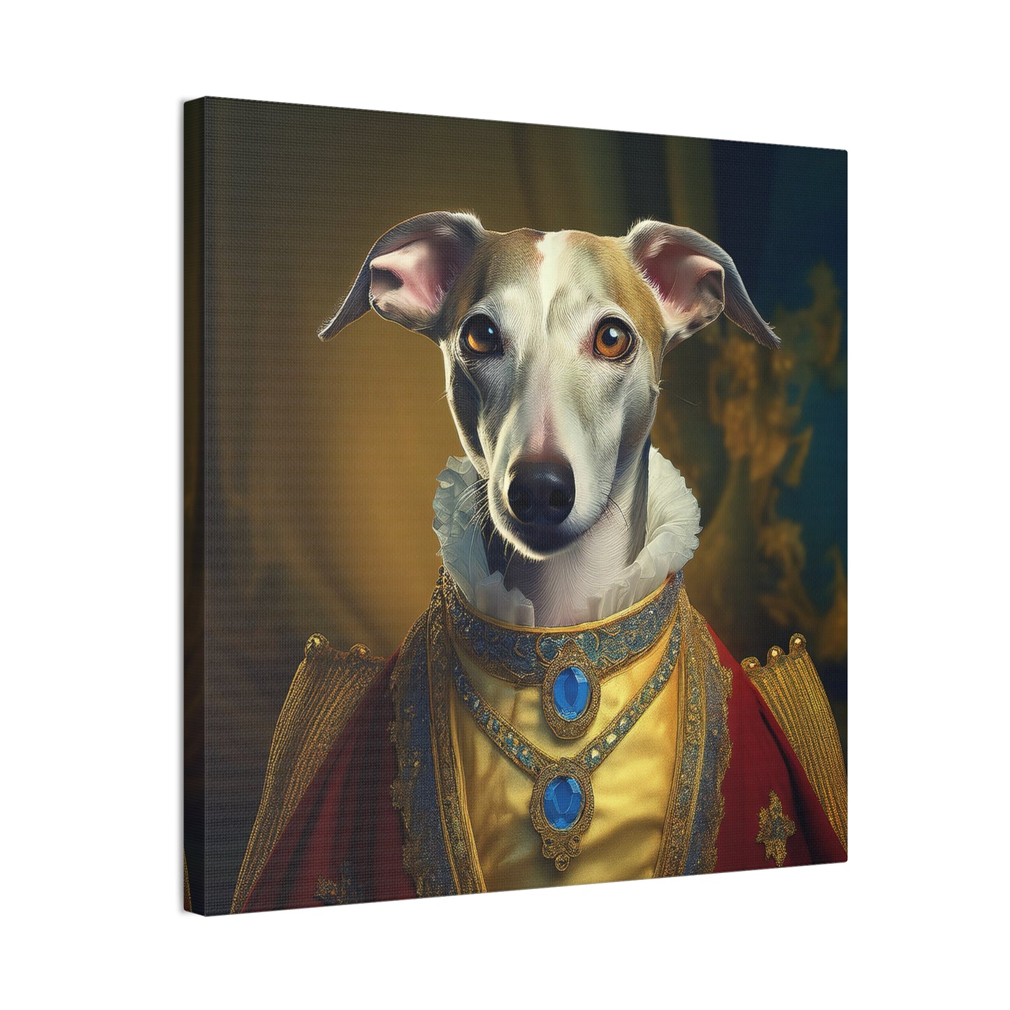 Whippet Pet Portrait Renaissance Print - Canvas, wall art, wall print, dog portrait, dog art