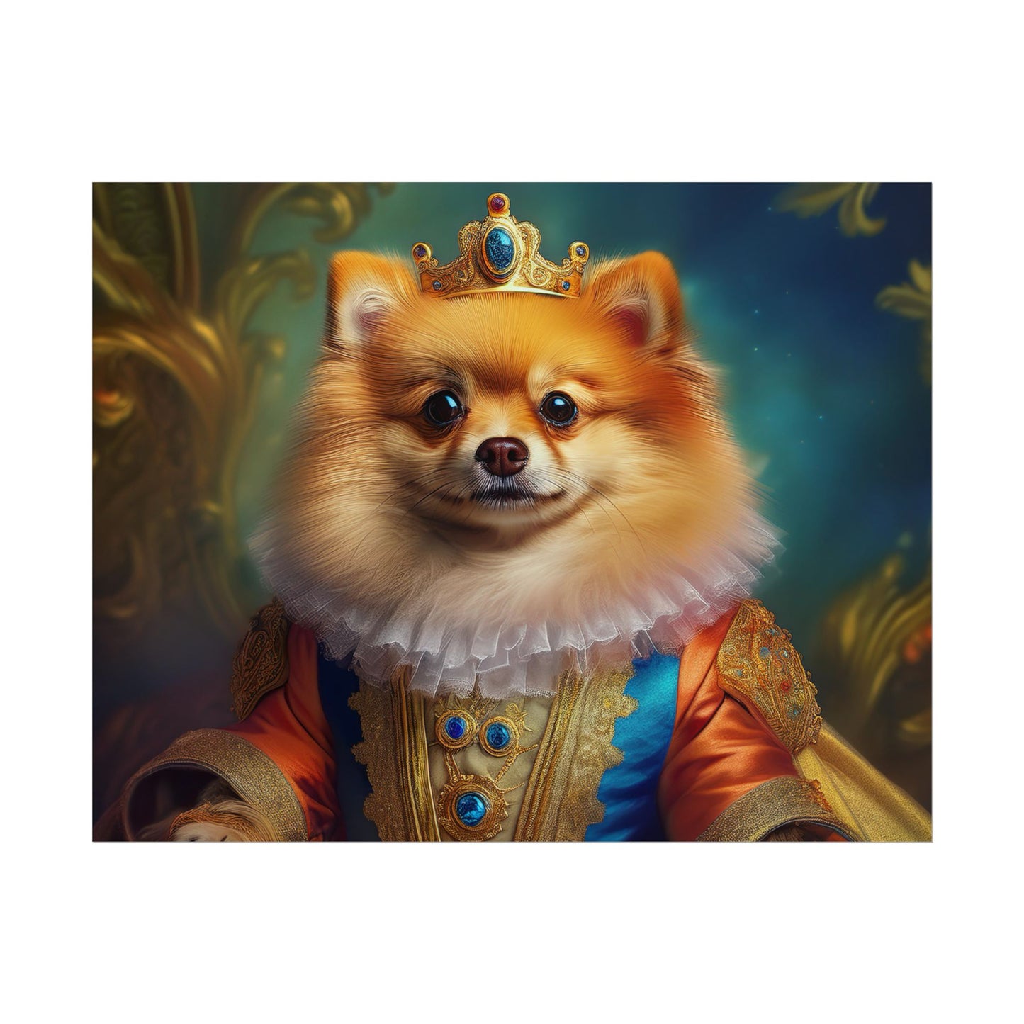Pomeranian Renaissance Dog Portrait Art Print, Wall Decor Gift, Animal Lover Home Decor, Dog Wall Art
