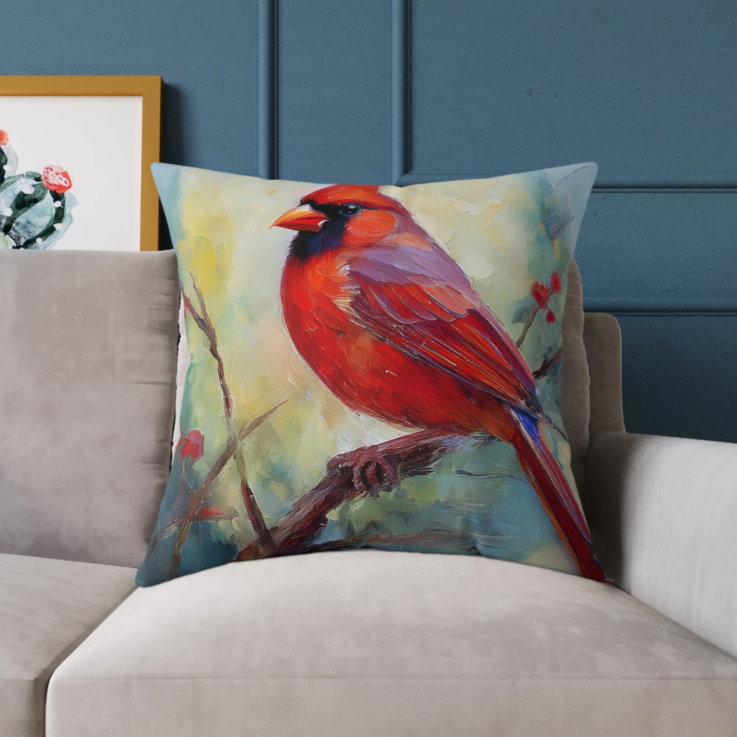 Vibrant Red Cardinal Pillow, Nature Decor, Home Accent, Gift for Bird Lovers, Cozy Living Room Cushion