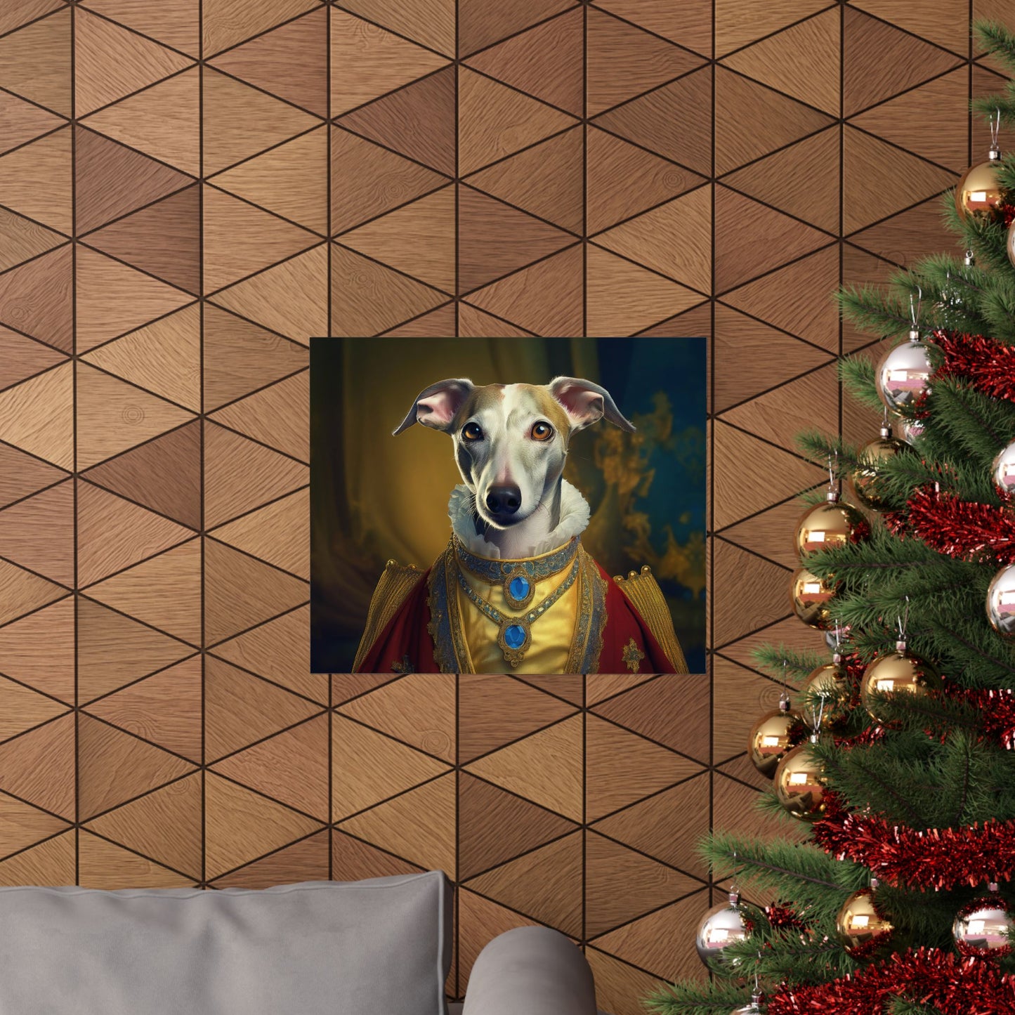 Whippet Dog Renaissance Pet Portrait Print, Whippet Art, Canine Decor, Dog Memorial Gift, wall print, wall art