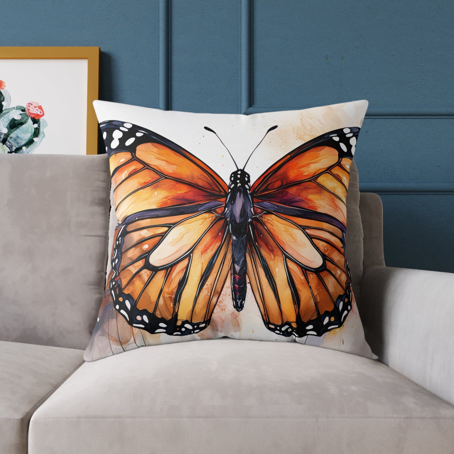 Butterfly Canvas Pillow, Monarch Butterfly Home Decor, Nature-Themed Cushion, Gift for Nature Lovers, Autumn Accent Pillow