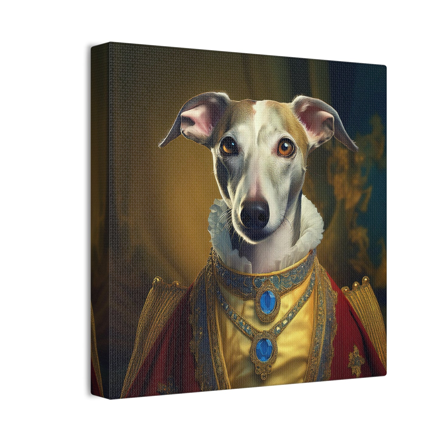 Whippet Pet Portrait Renaissance Print - Canvas, wall art, wall print, dog portrait, dog art