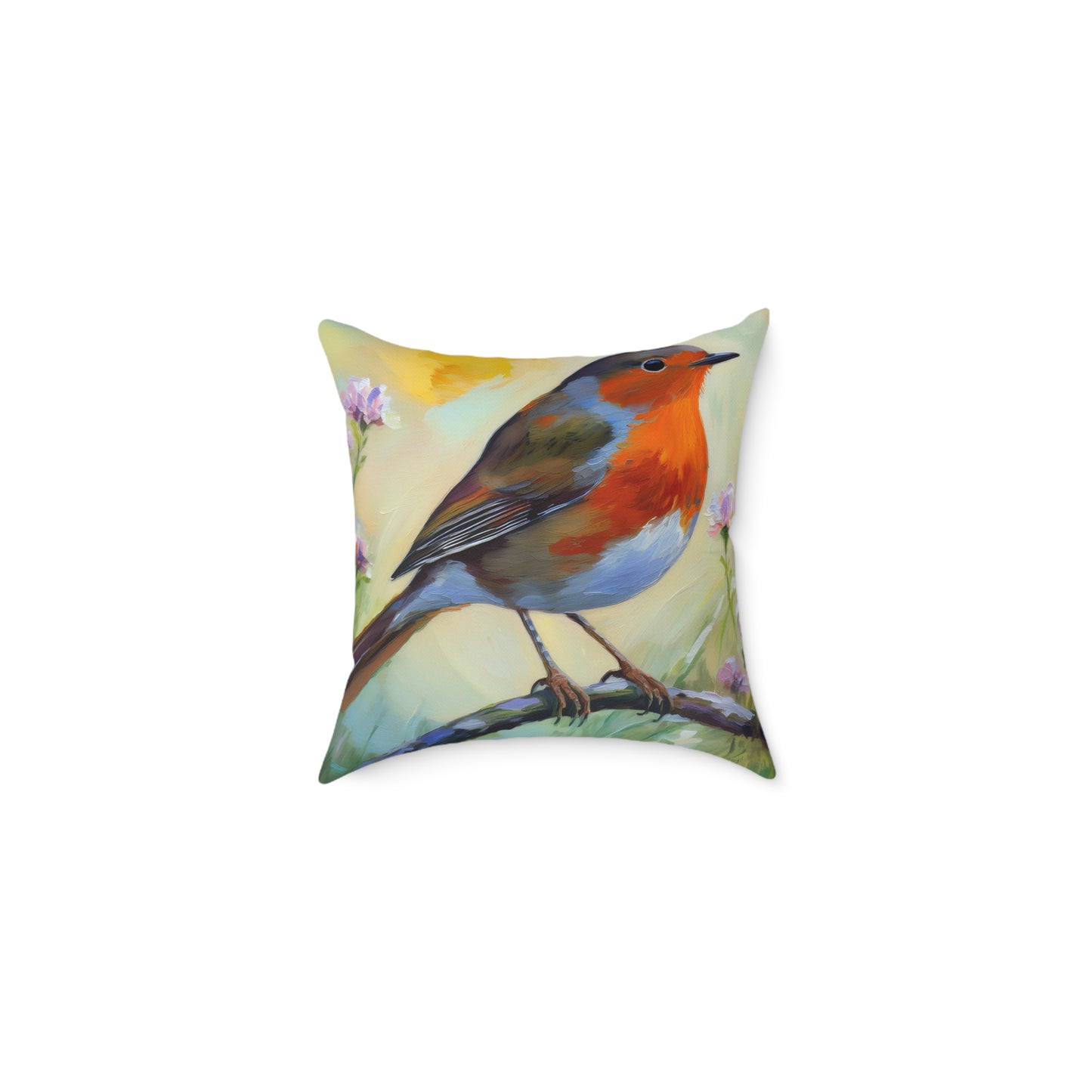 Vibrant American Robin Bird Throw Pillow, Nature Decor, Home Accent, Gift for Bird Lovers, Cozy Living Room Cushion