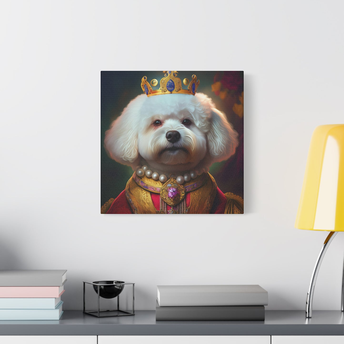 Bichon Frise Renaissance Pet Portrait on Canvas | Wall art | wall print | Dog Art