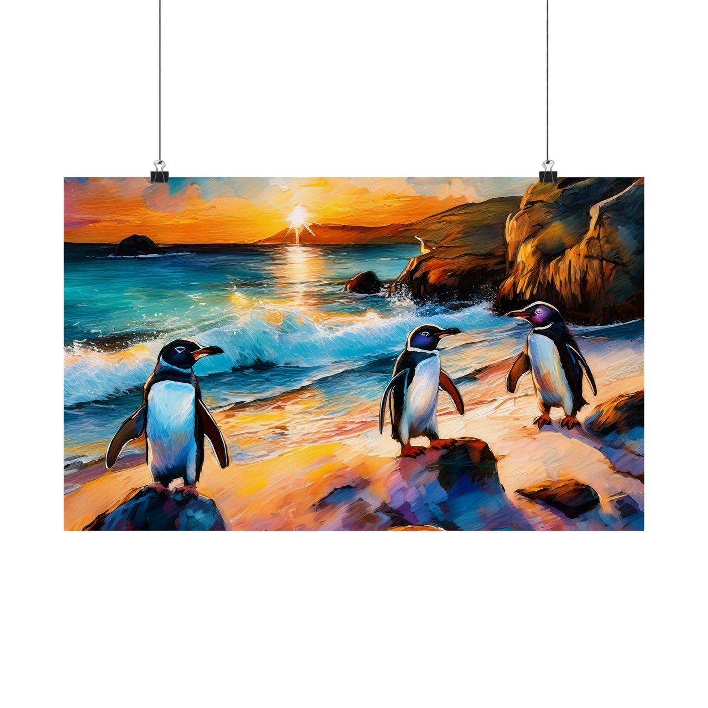 Philip Island Little Penguins Australia Wall Art | Vibrant Wall Print | Unique Painting Print | Style 1 | Wall Art | Wall Print