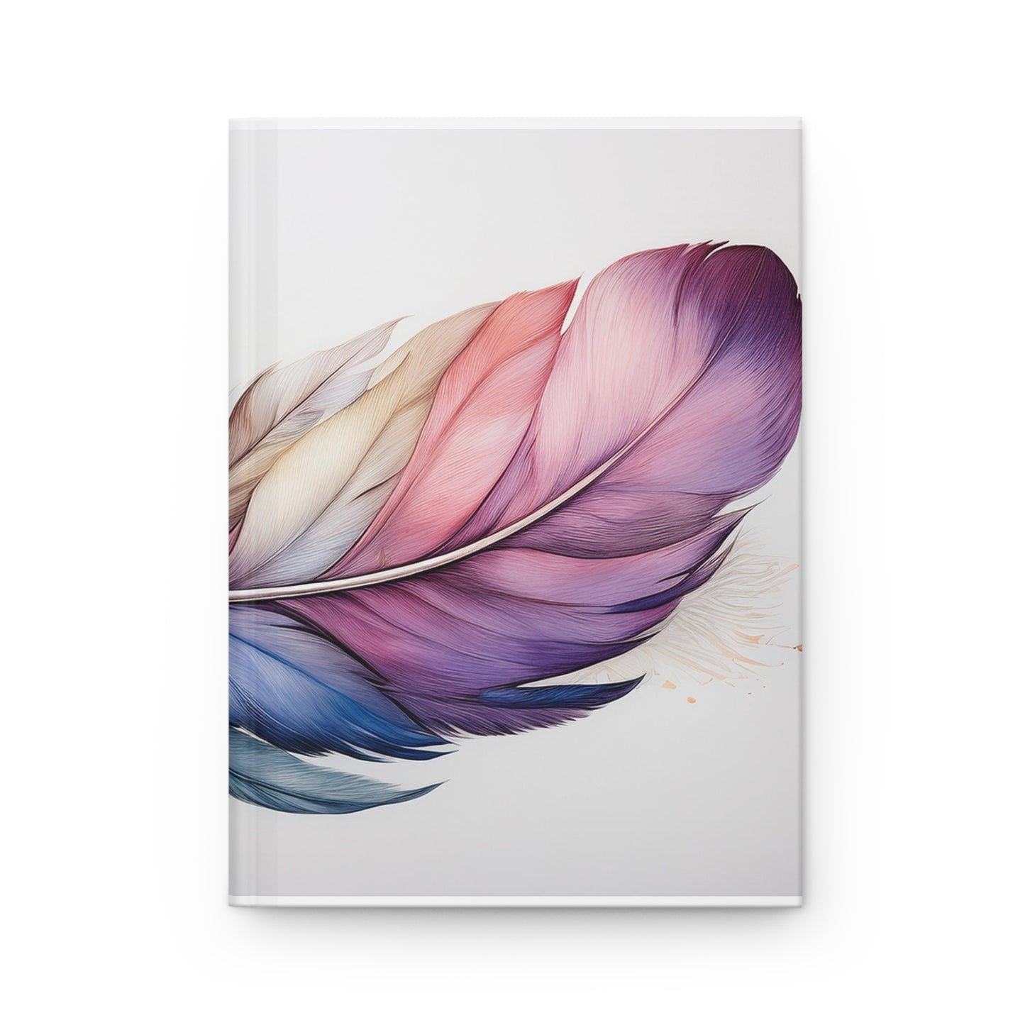 Watercolor Rainbow Feather Hardcover Journal (Style 4), Writing Notebook, Diary, Sketchbook, Dream Journal