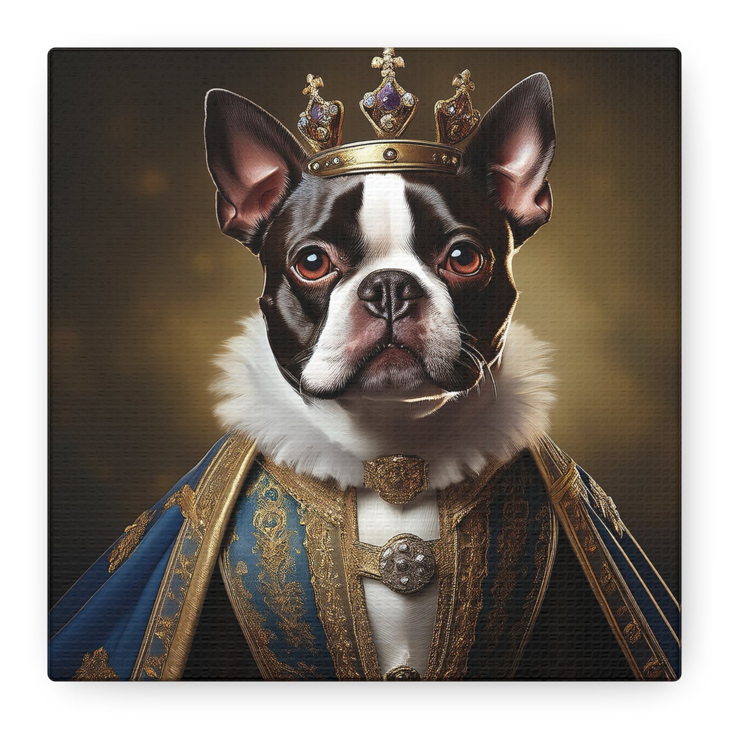 Boston Terrier Renaissance Pet Portrait on Canvas, wall print, wall art, dog portrait, dog art