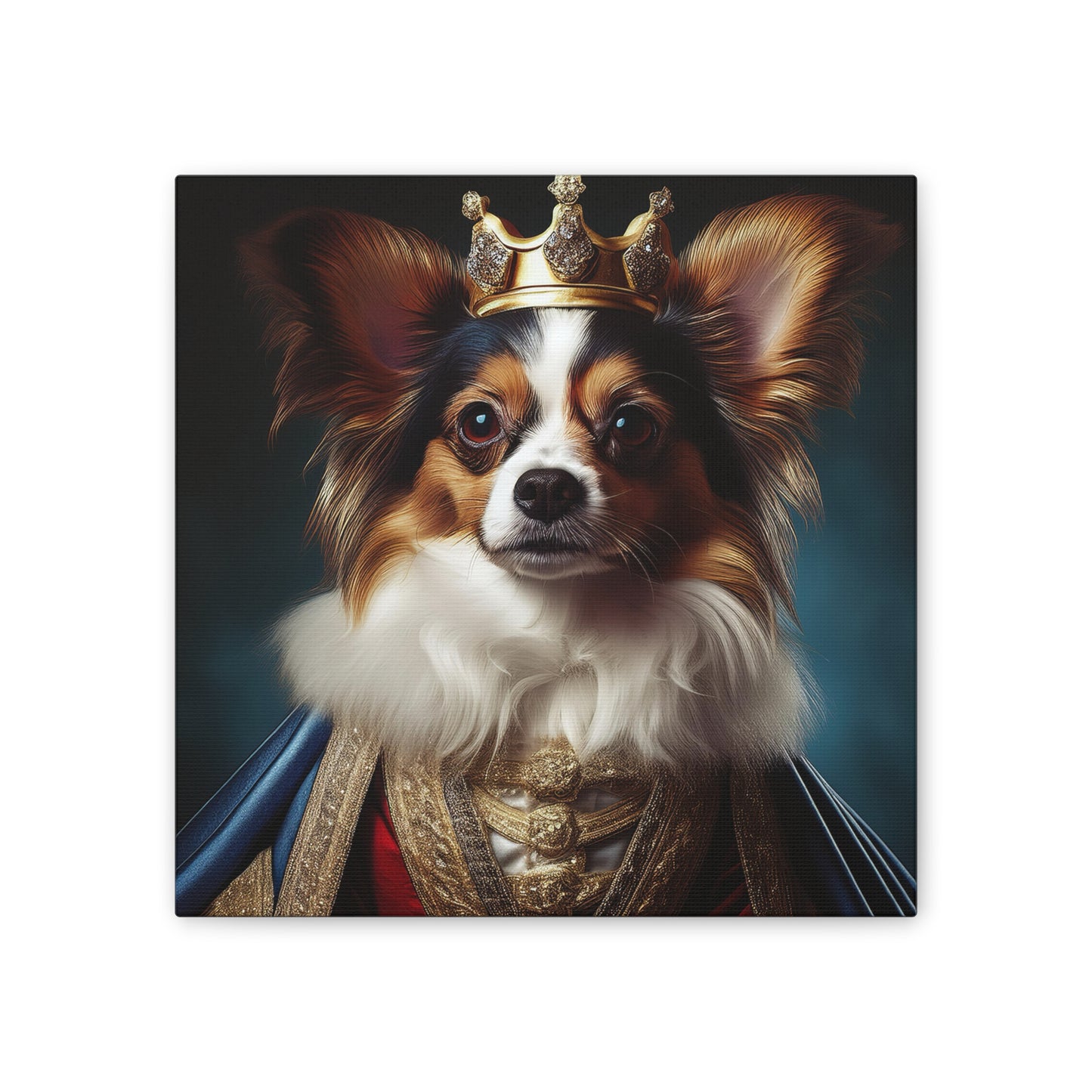 Papillon Pet Portrait Renaissance on Canvas, wall art, wall print, dog portrait, dog art
