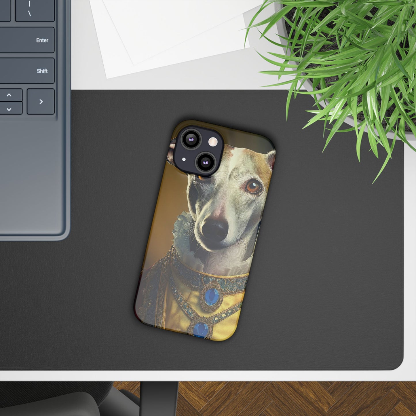 Whippet Renaissance Dog Portrait Slim Phone Case