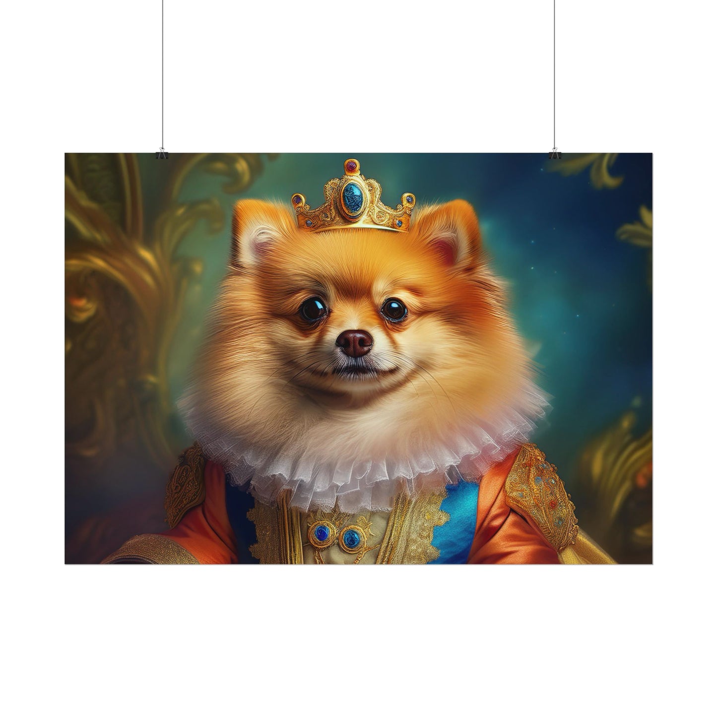 Pomeranian Renaissance Dog Portrait Art Print, Wall Decor Gift, Animal Lover Home Decor, Dog Wall Art