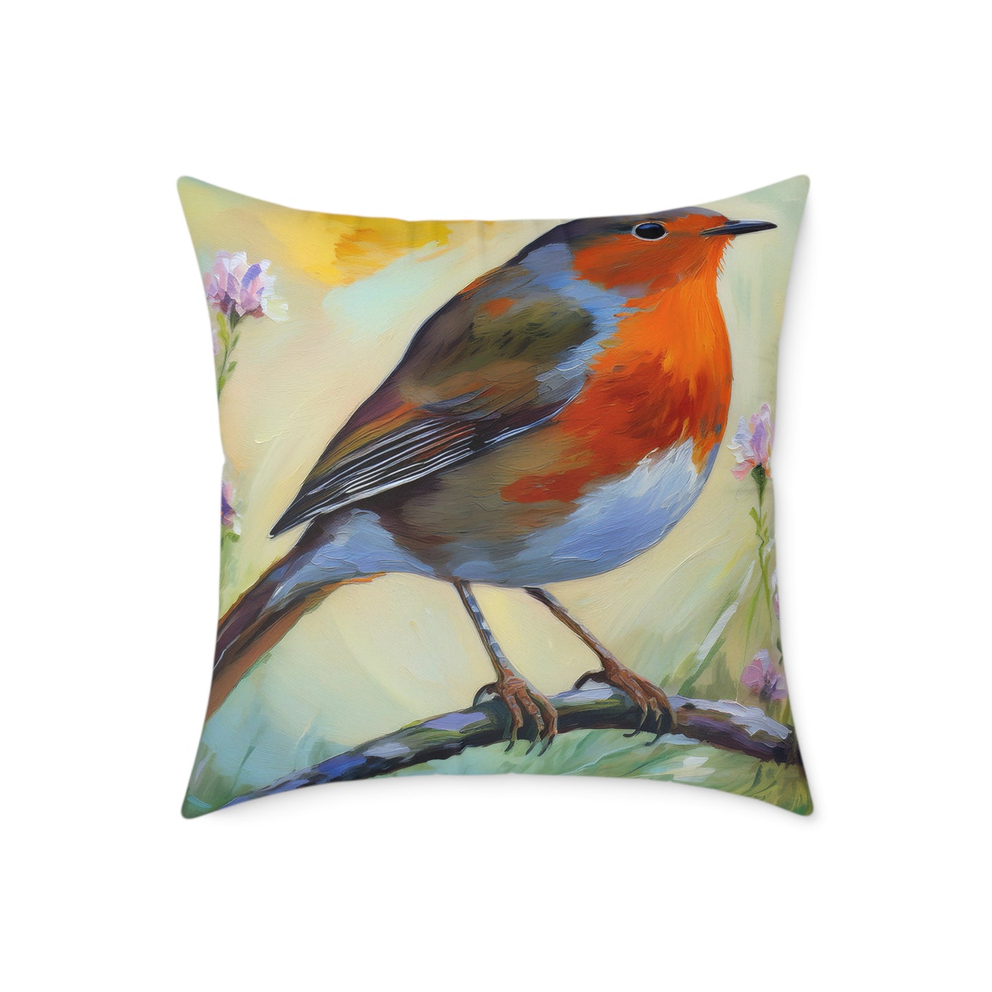 Vibrant American Robin Bird Throw Pillow, Nature Decor, Home Accent, Gift for Bird Lovers, Cozy Living Room Cushion