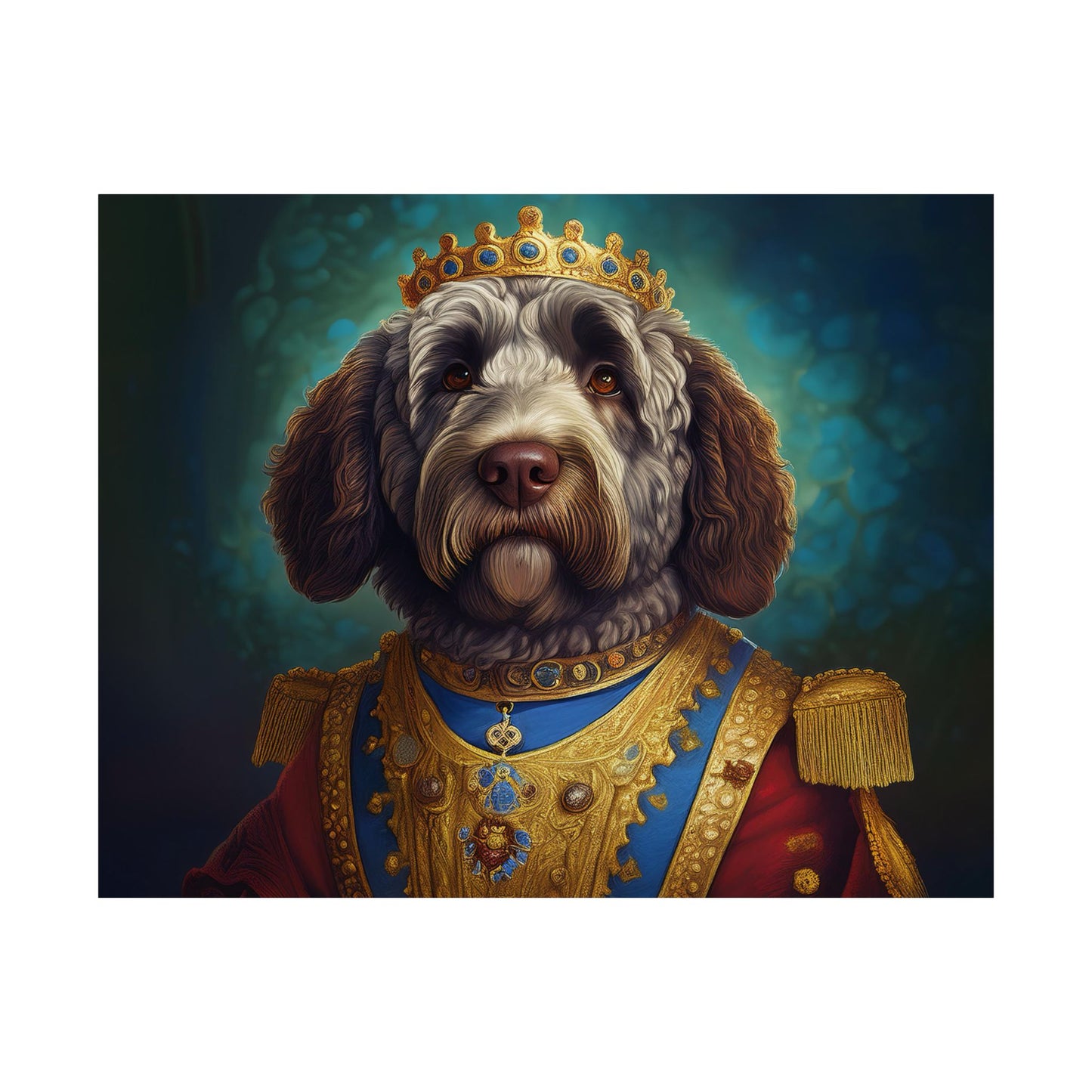 Portuguese Water Dog Renaissance Portrait Art Print, Wall Decor Gift, Animal Lover Home Decor, Dog Wall Art
