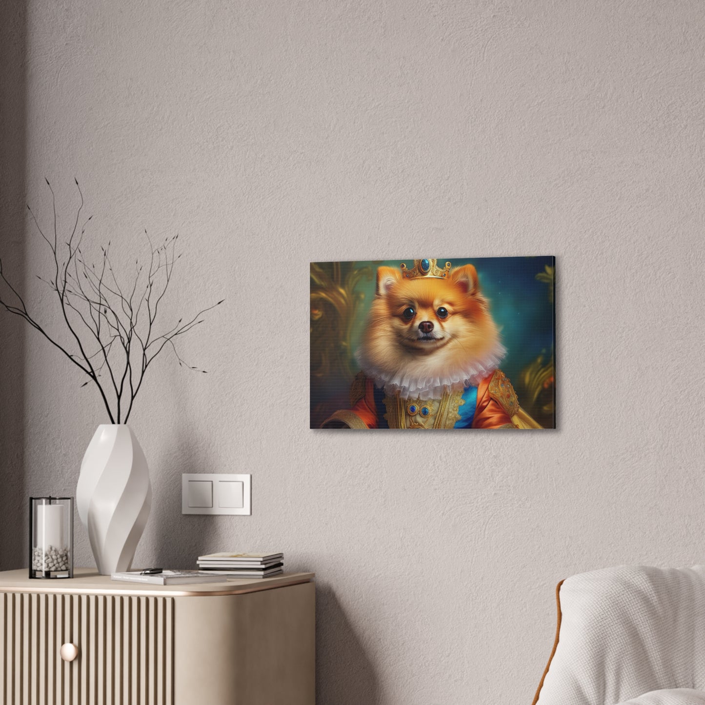 Pomeranian Renaissance Pet Portrait Canvas Print