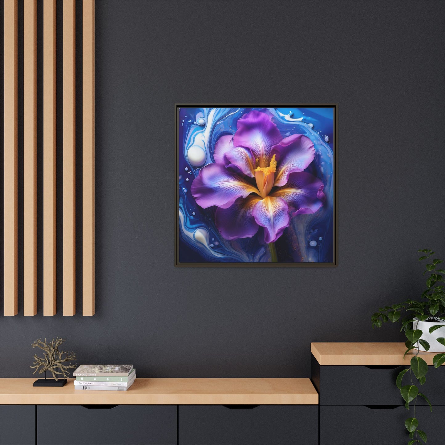 Abstract Iris - Style 2 - Floral Framed Canvas, Wall Print, wall art, botanical art