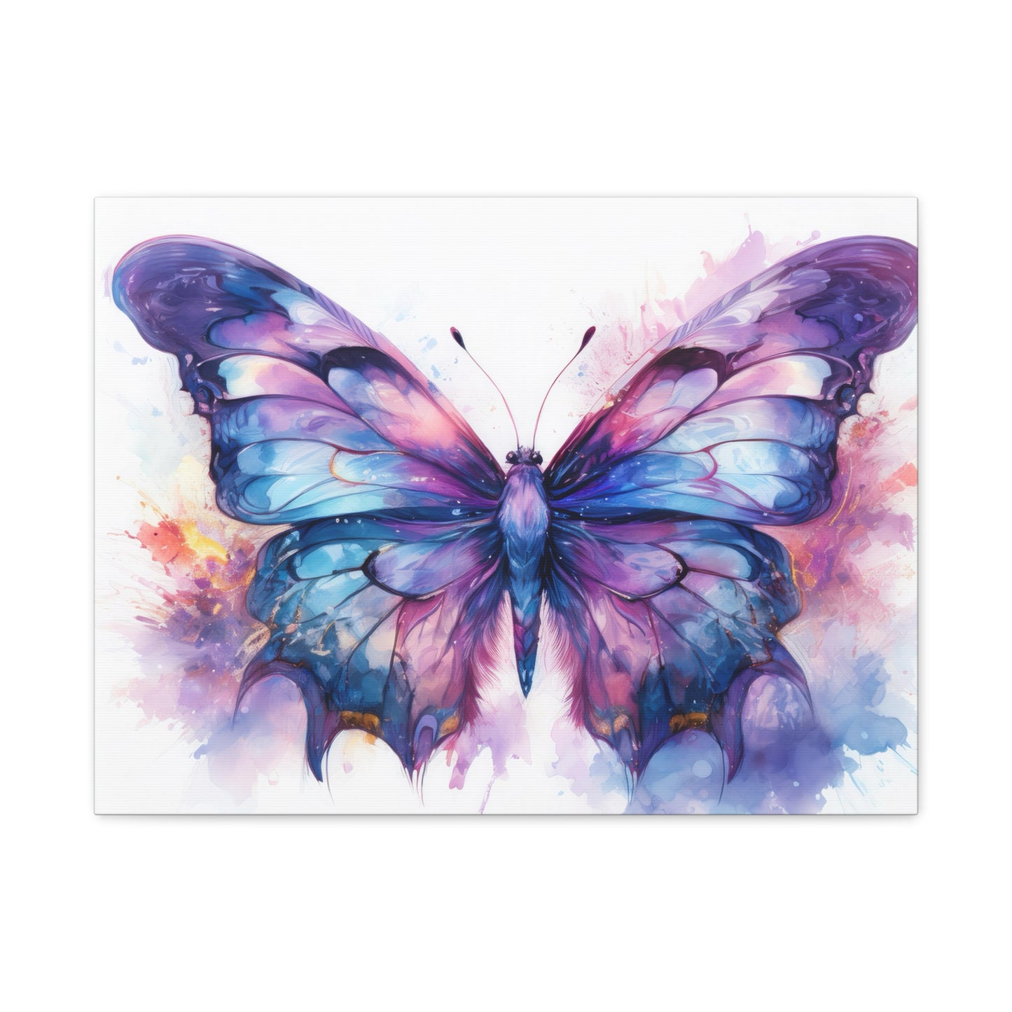 Blue & Purple Butterfly Alcohol Ink Canvas Art | Butterfly Decor | Wall Art | Wall Print